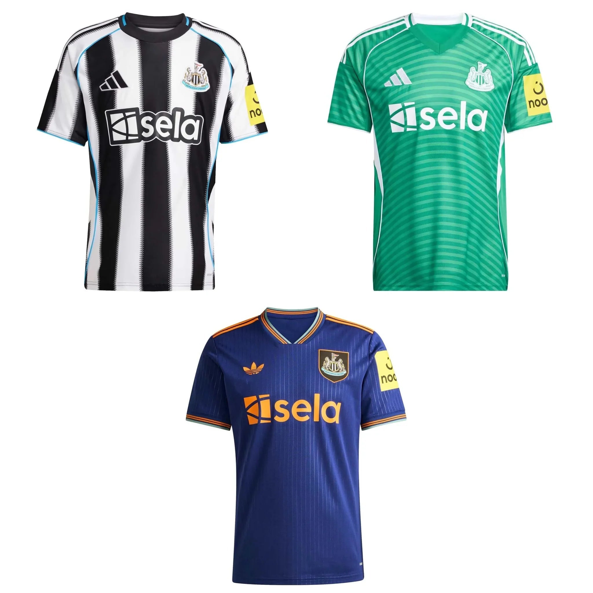 adidas 2025-26 Newcastle Men's Home/Away/Third Jersey Bundle