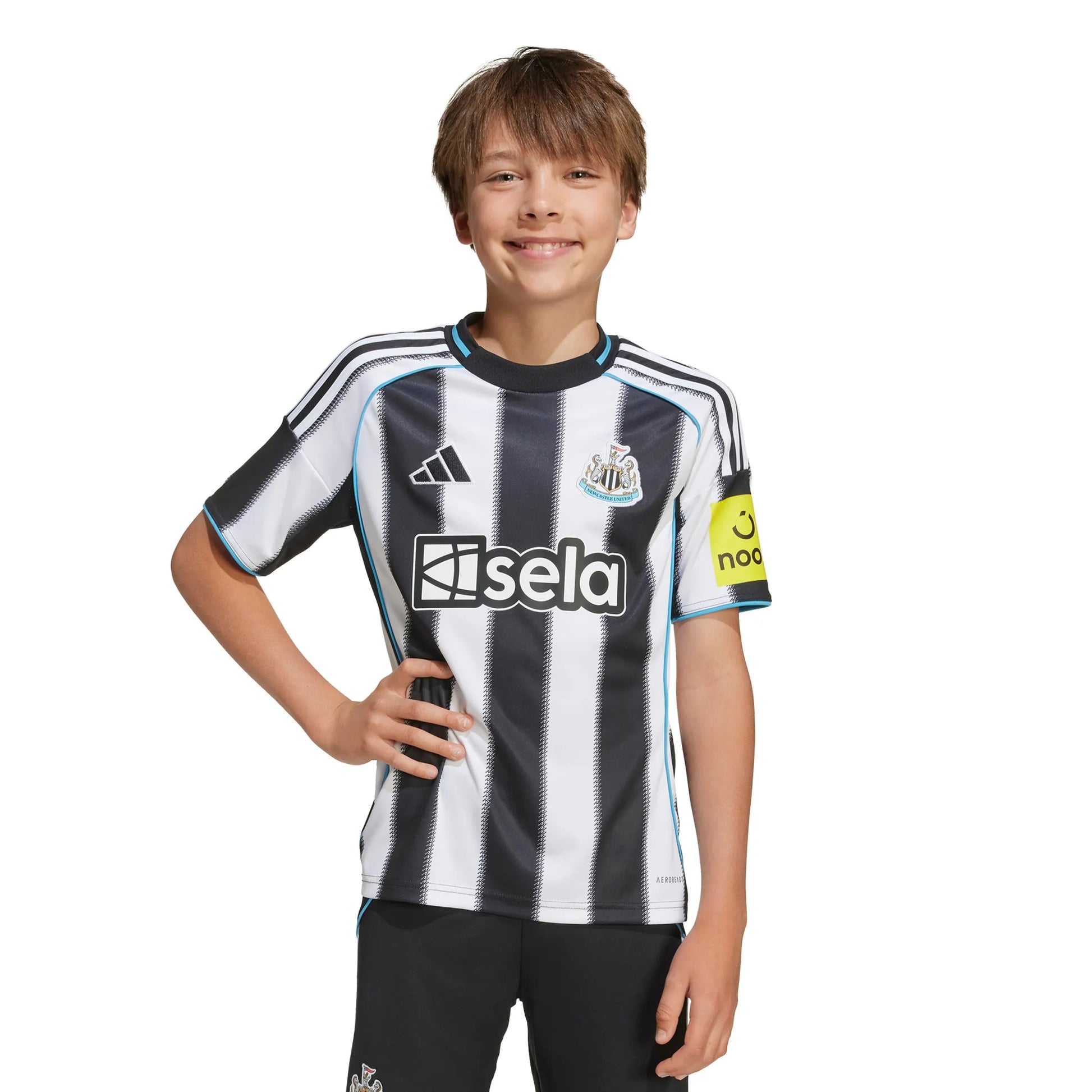 adidas 2025-26 Newcastle Youth Stadium Home Soccer Jersey (Model - Front)