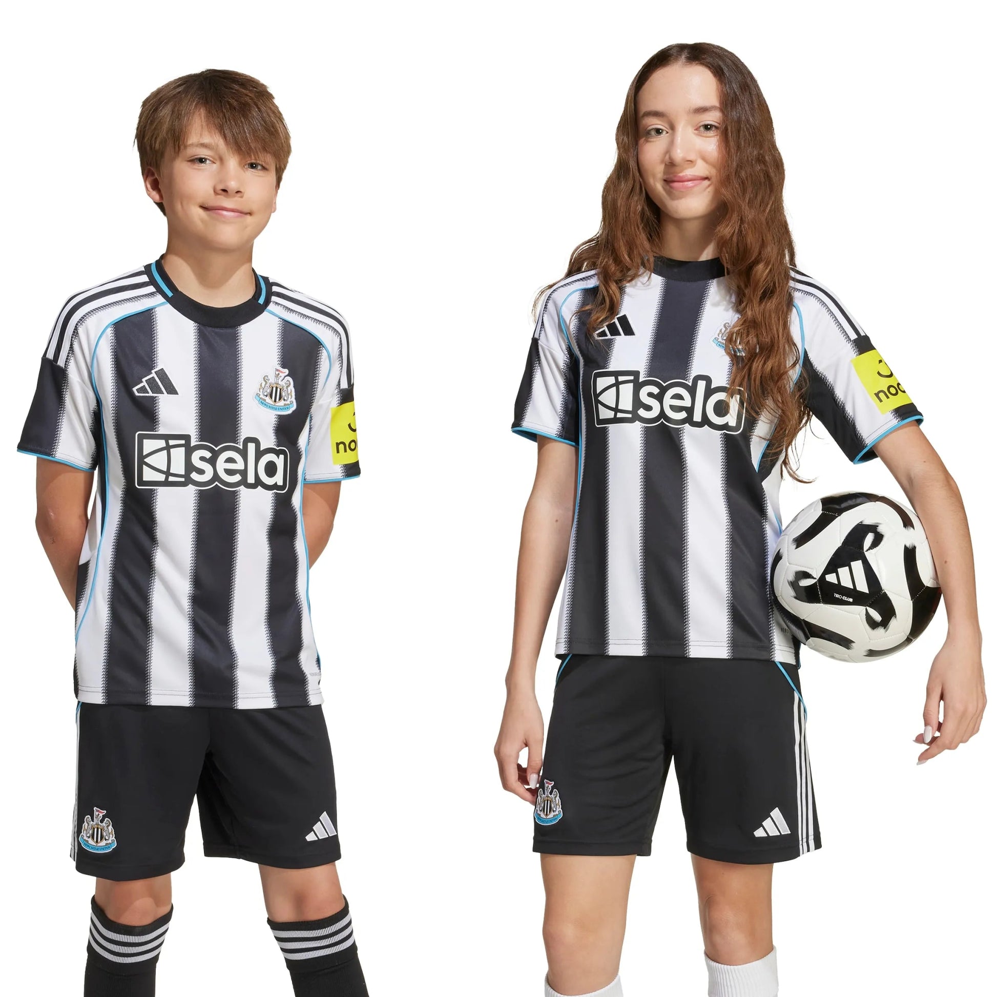 adidas 2025-26 Newcastle Youth Stadium Home Soccer Jersey (Models - Front)