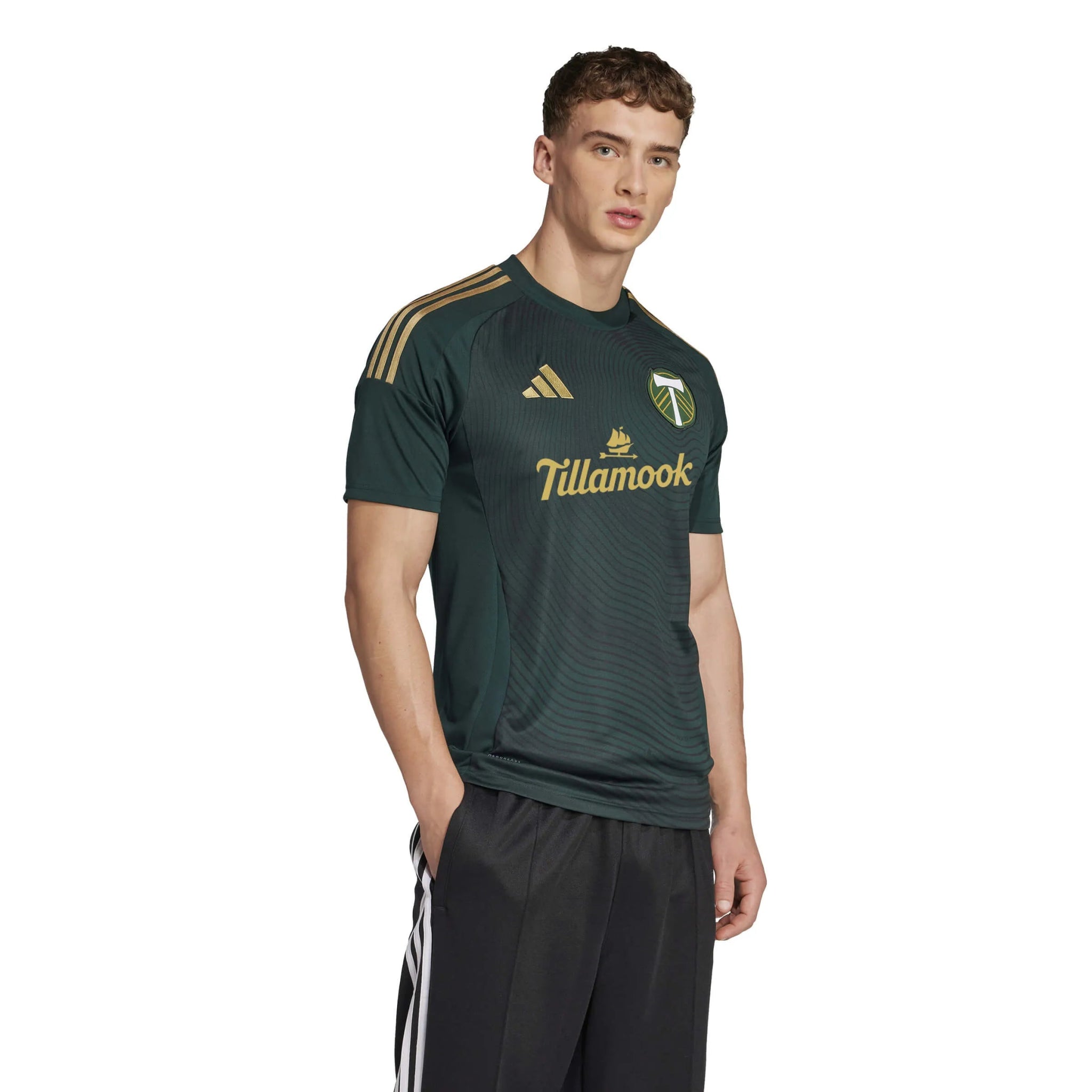 adidas 2025-26 Portland Timbers Men's Stadium Home Soccer Jersey (Model - Side)