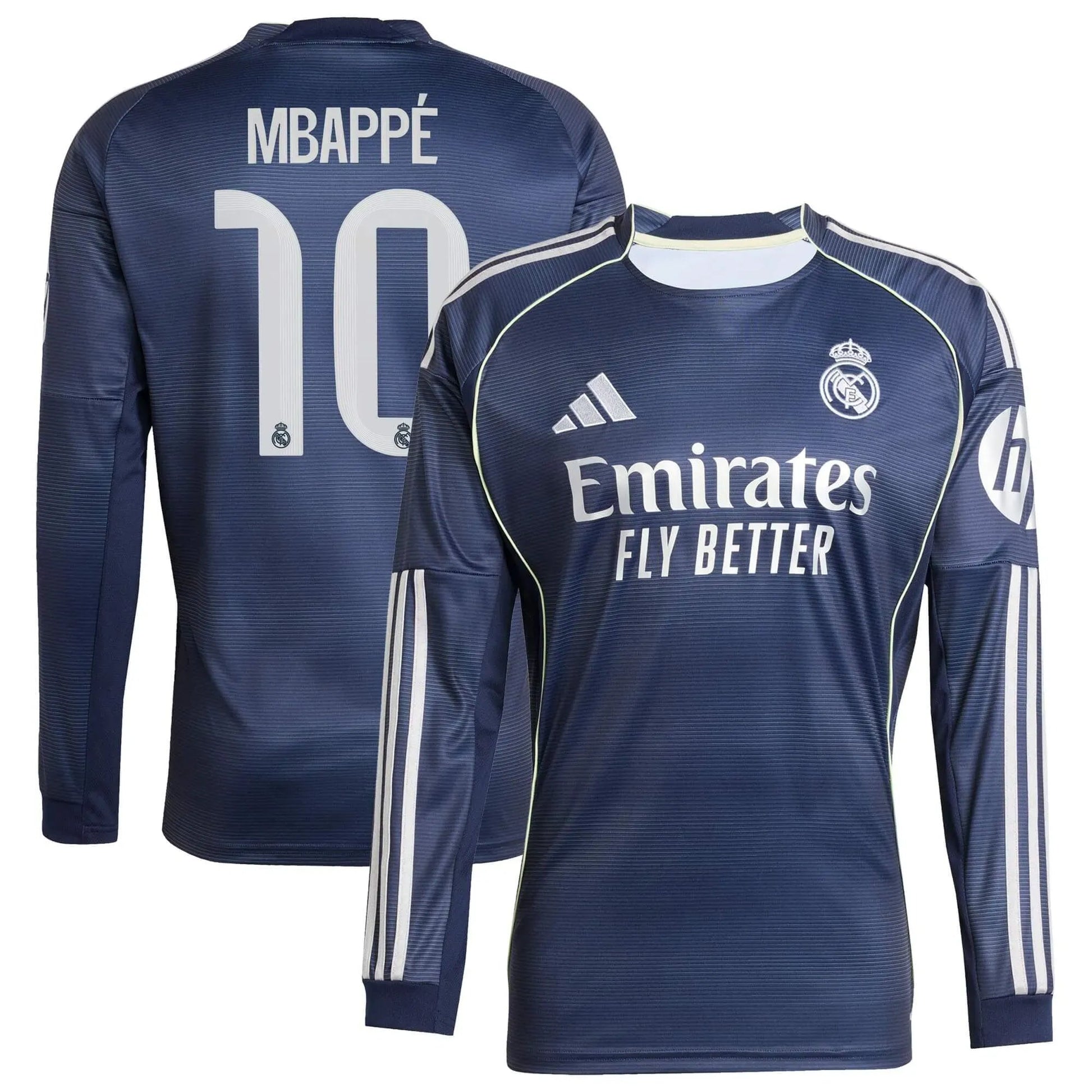 adidas 2025-26 Real Madrid Men's Stadium Away Long-Sleeve Soccer Jersey (Mbappe)