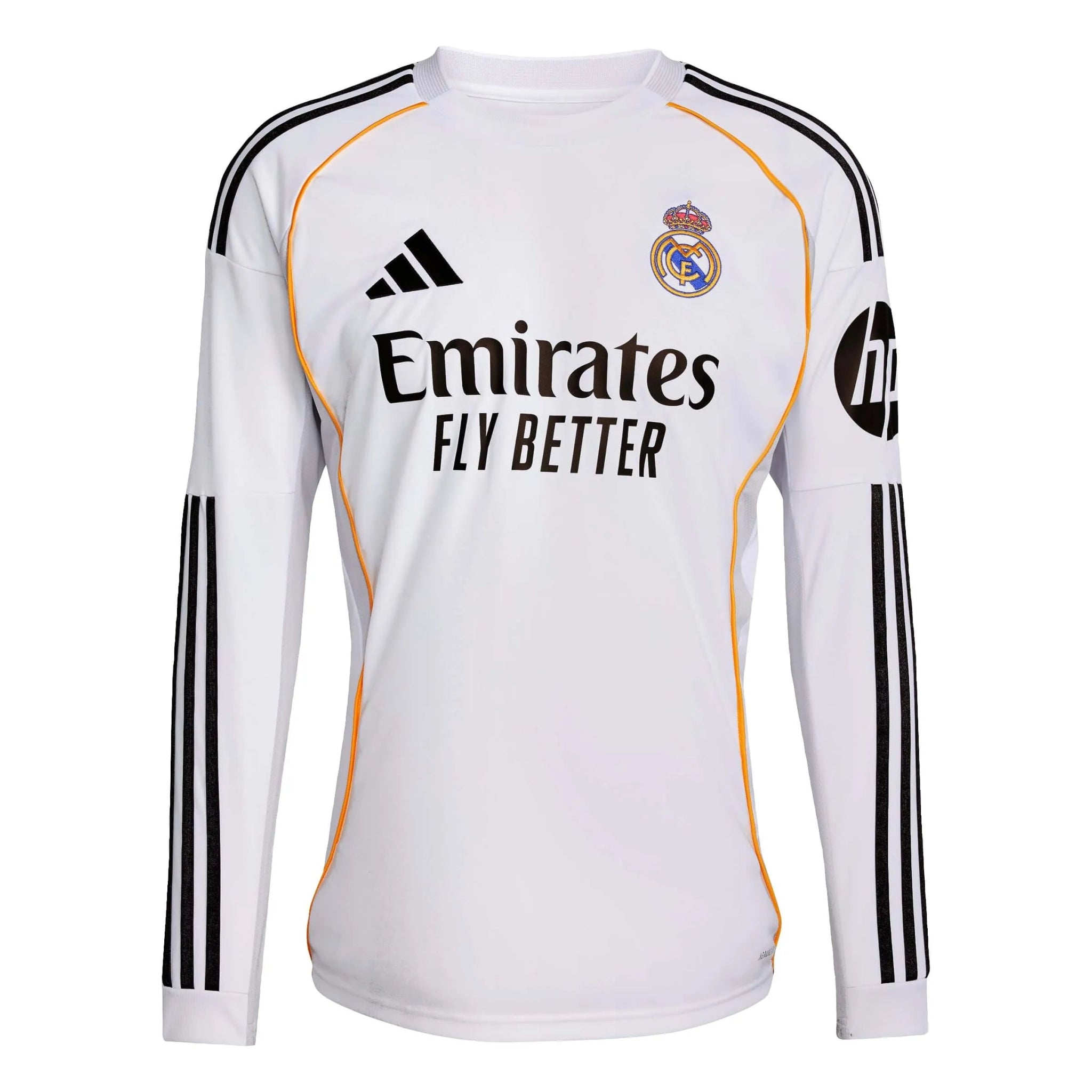 adidas 2025-26 Real Madrid Men's Stadium Home Long-Sleeve Soccer Jersey (Front)