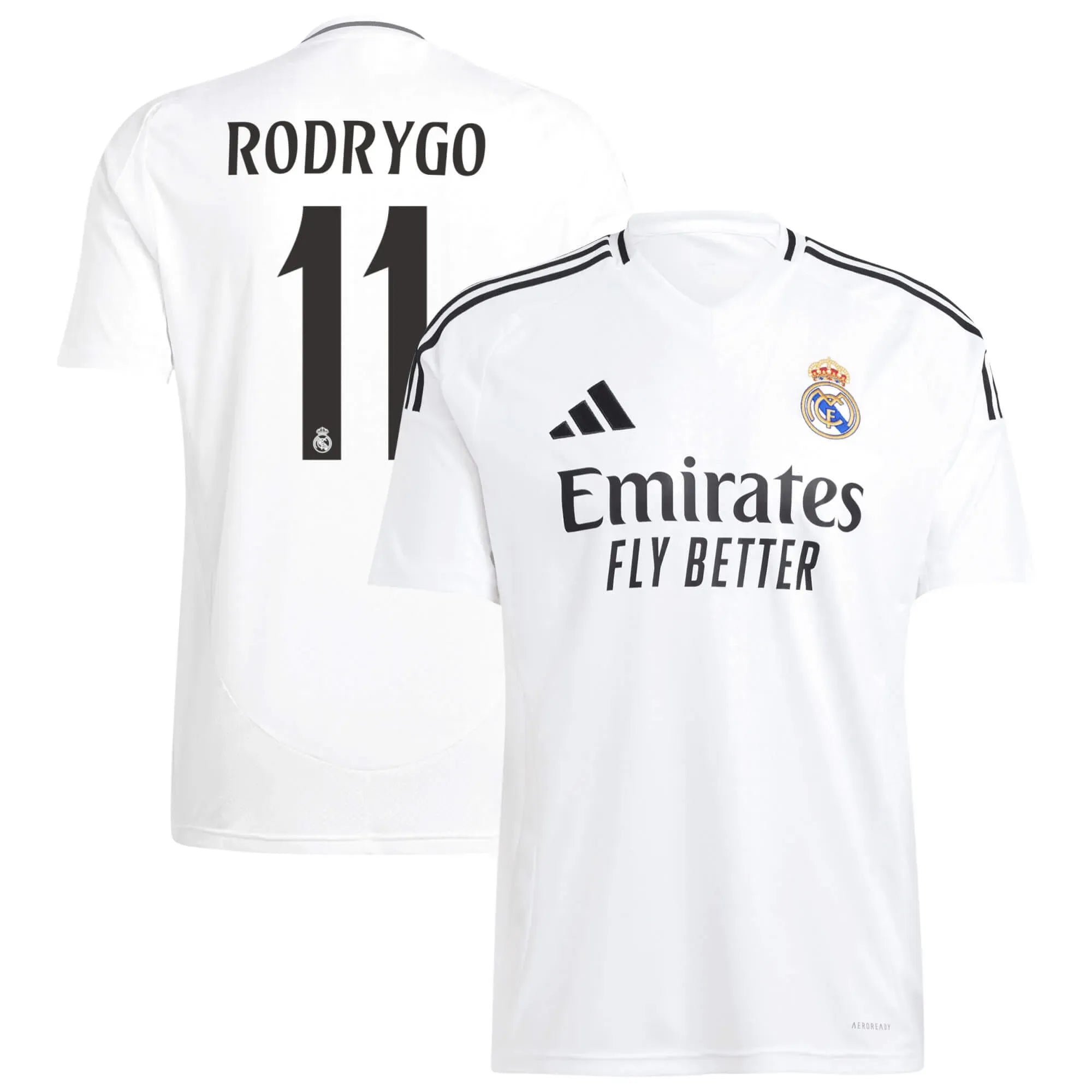adidas 2025-26 Real Madrid Men's Stadium Home Soccer Jersey (Rodrygo)