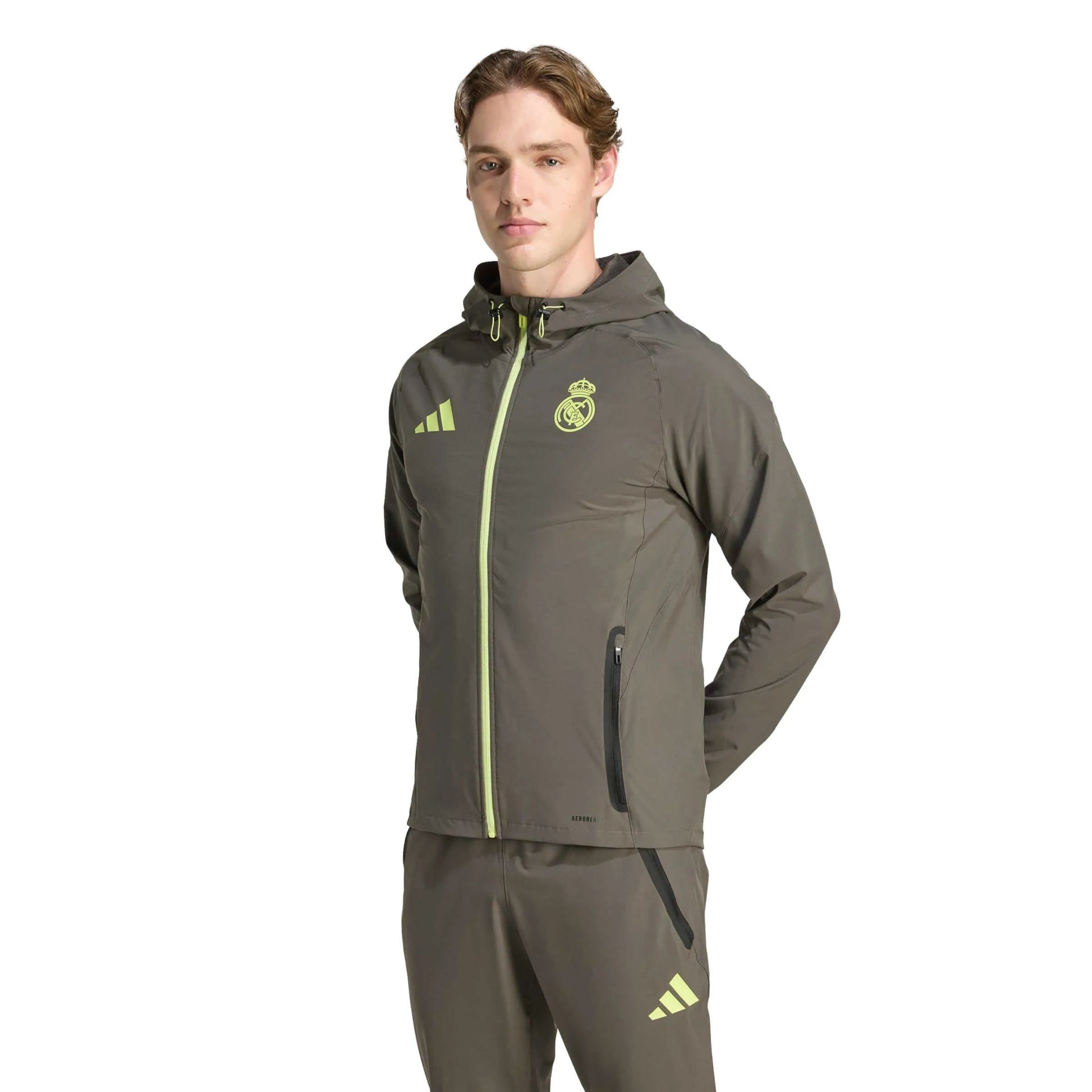adidas 2025-26 Real Madrid Men's Tiro 25 Competition Vis Tech Travel Jacket (Model - Front)