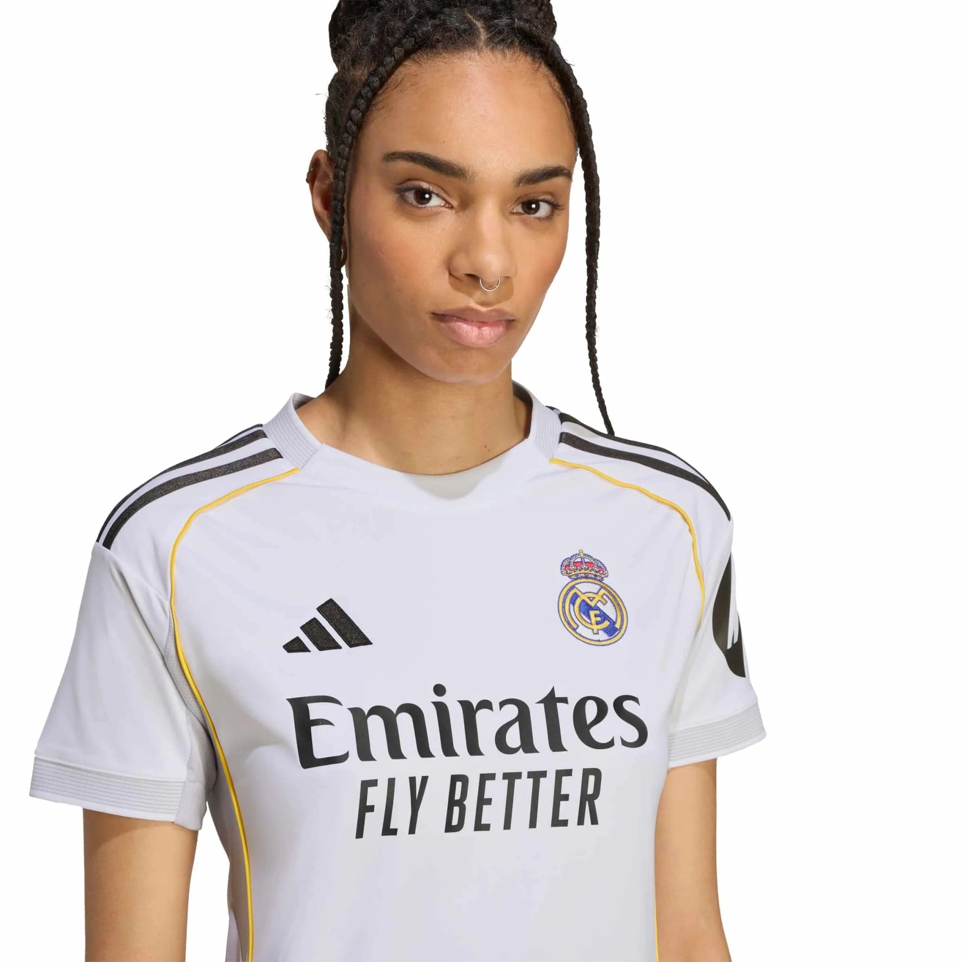 adidas 2025-26 Real Madrid Women's Stadium Home Soccer Jersey (Detail 1)