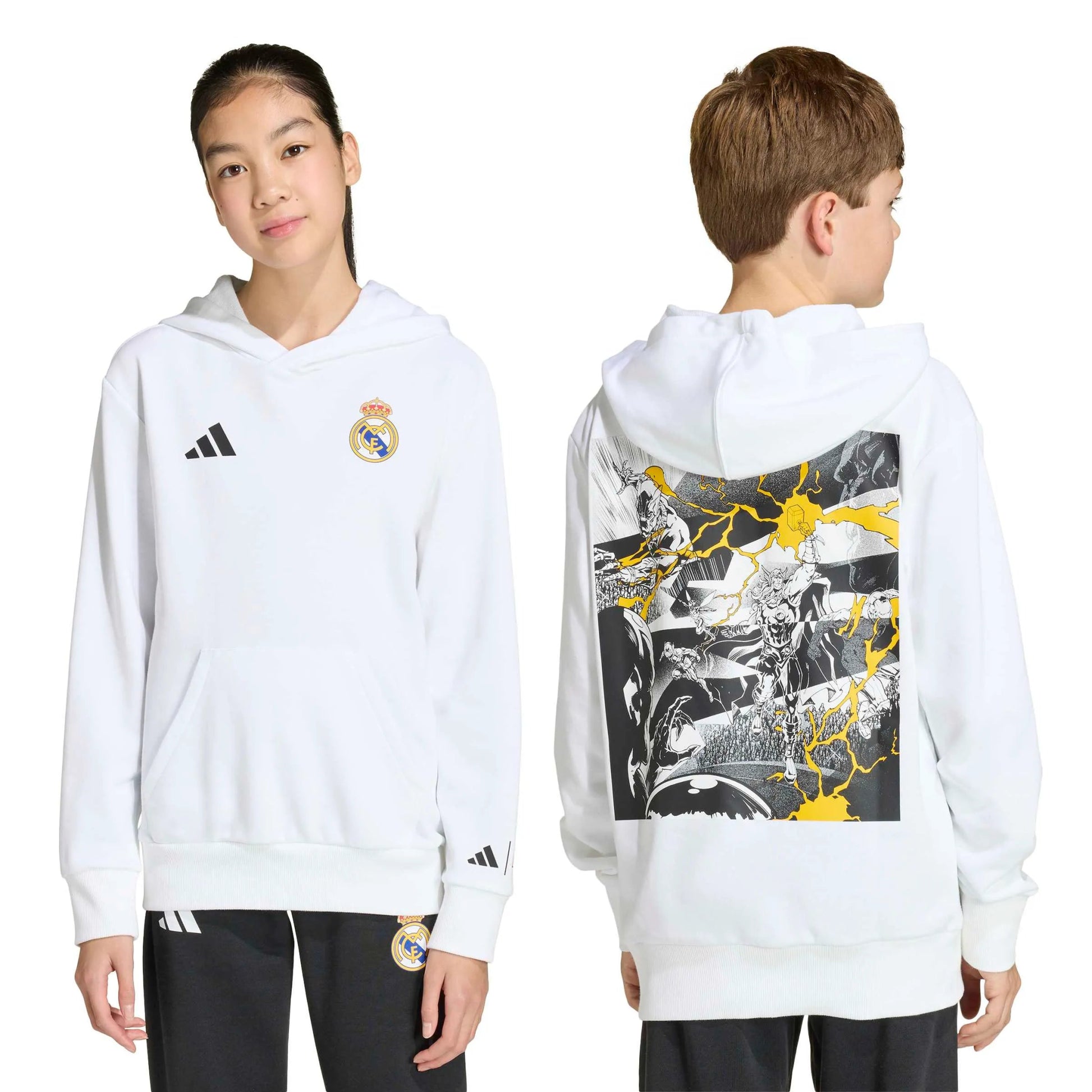 adidas 2025-26 Real Madrid Youth Avengers Hoodie (Models - Front and Back)