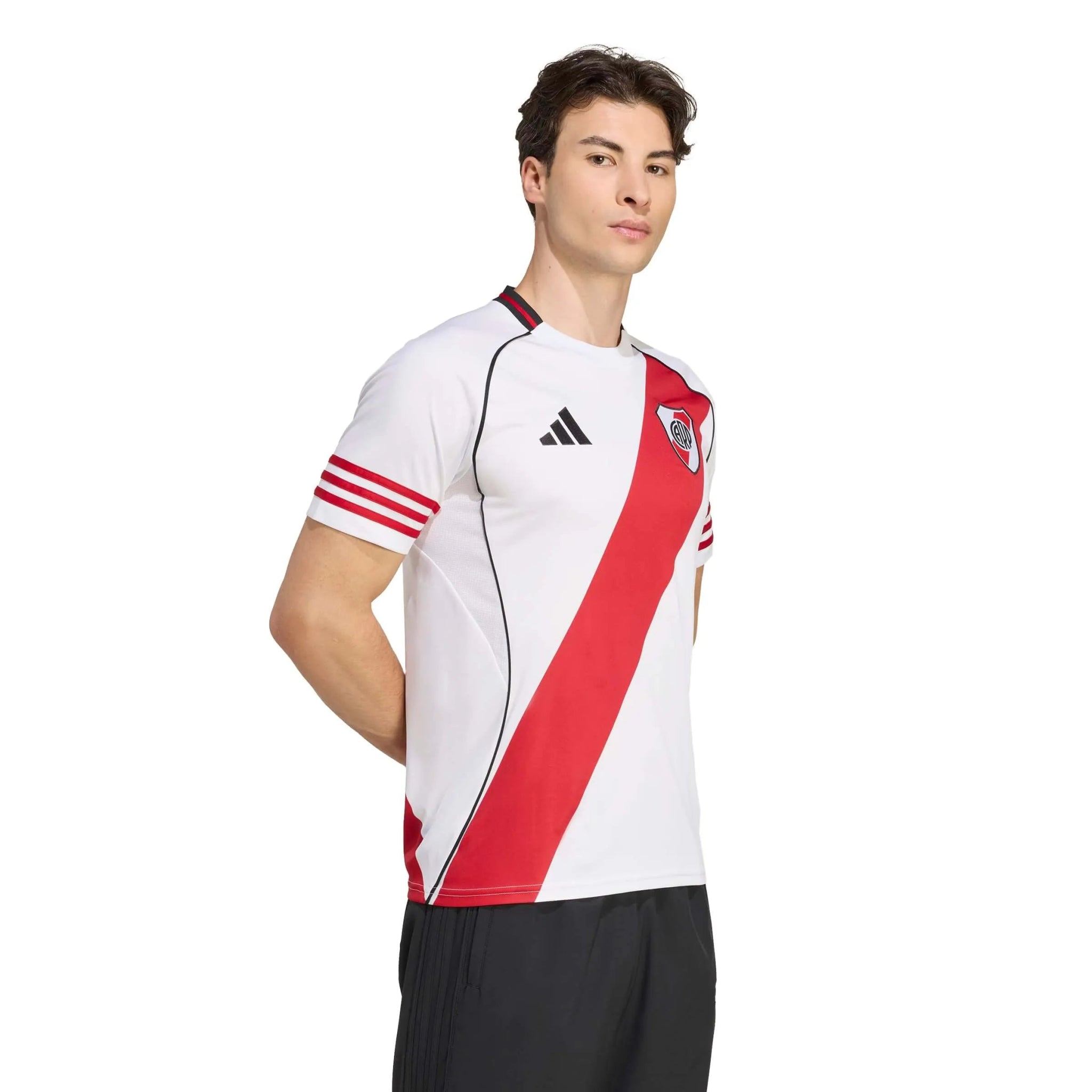 adidas 2025-26 River Plate Men's Stadium Home Soccer Jersey (Model - Side)