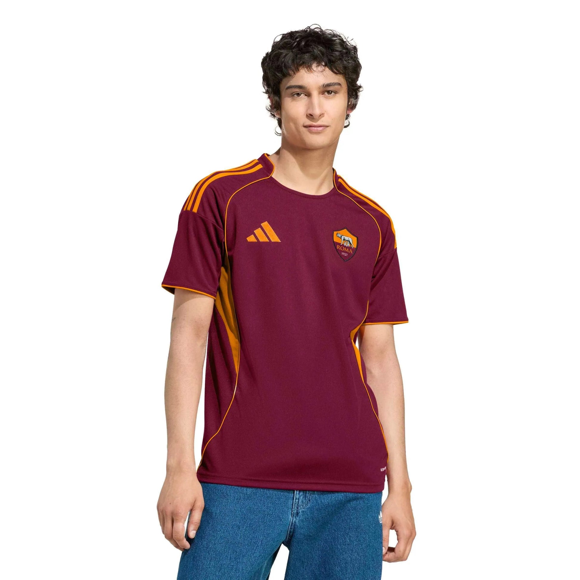 adidas 2025-26 Roma Men's Stadium Home Soccer Jersey (Model - Front)