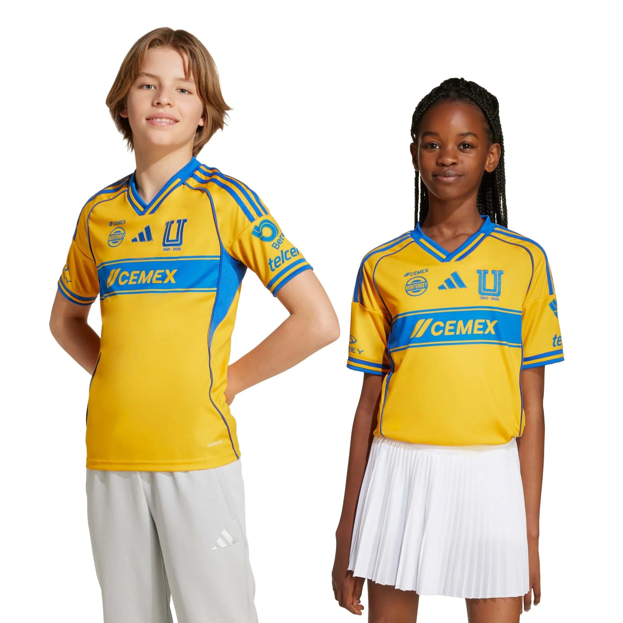 adidas 2025-26 Tigres Youth Stadium Home Soccer Jersey (Models - Front)