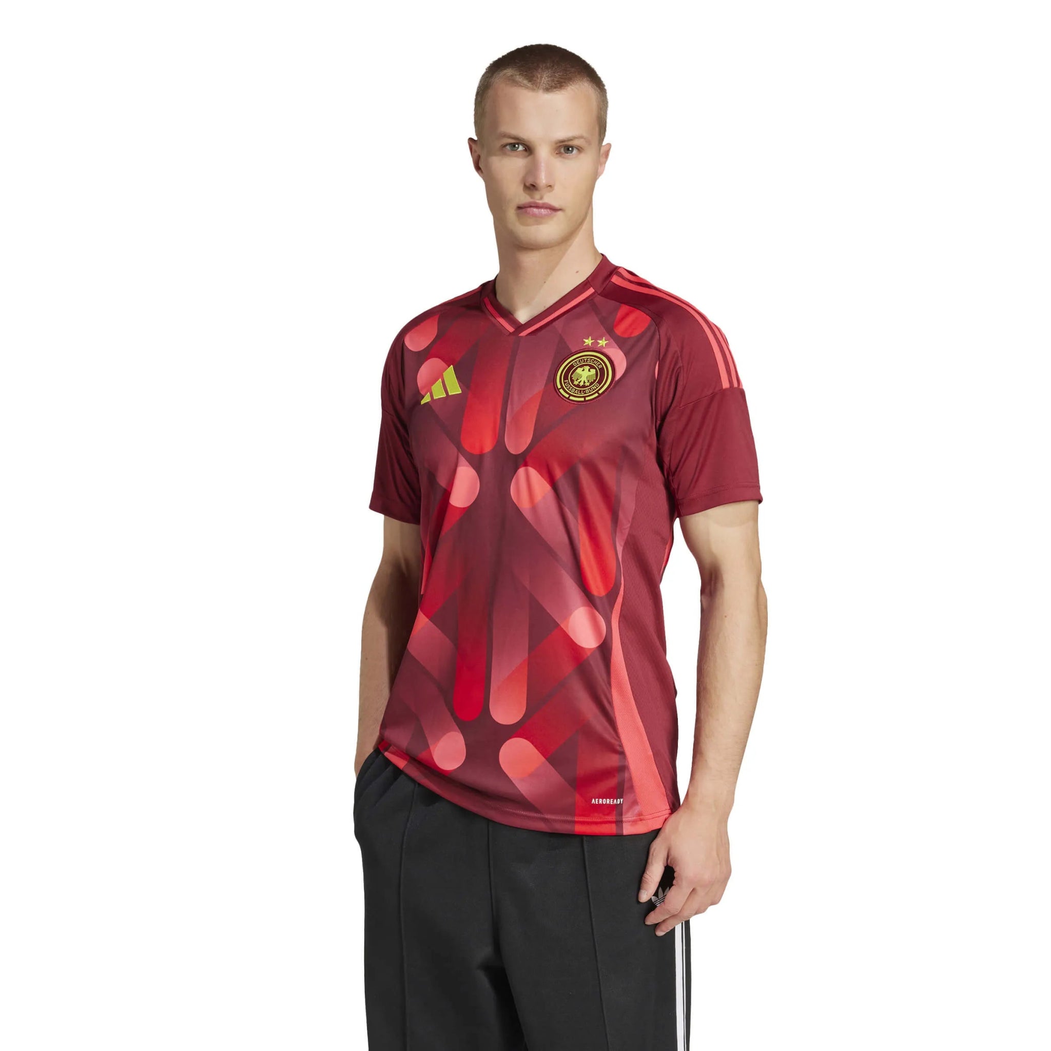 adidas 2025 Germany Women's (Men's Cut) Stadium Away Soccer Jersey (Model - Front)