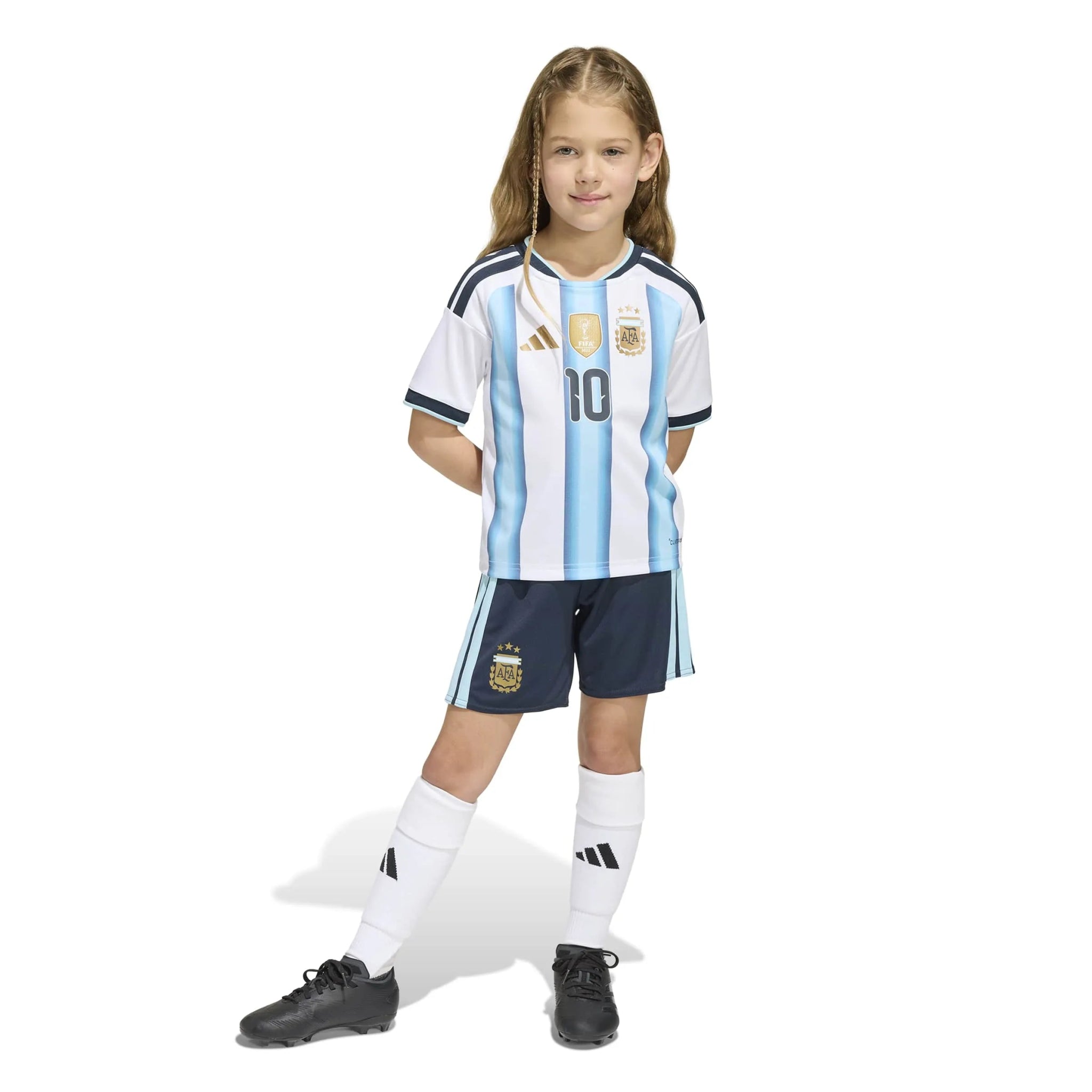 adidas 2026 Argentina Kid's Home Messi #10 Mini Kit (Model - Front)