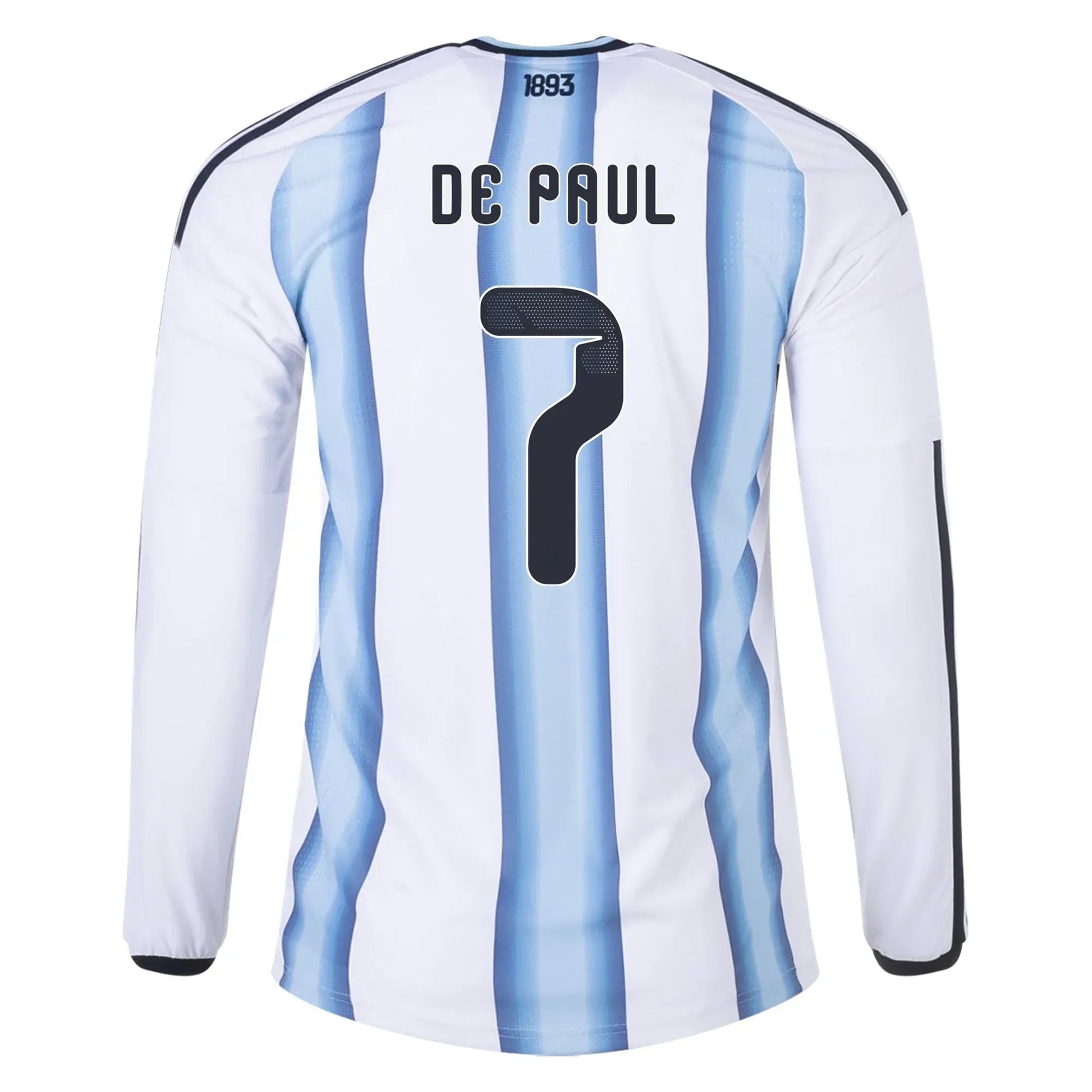 adidas 2026 Argentina Men's Authentic Home Long-Sleeve Soccer Jersey (De Paul)
