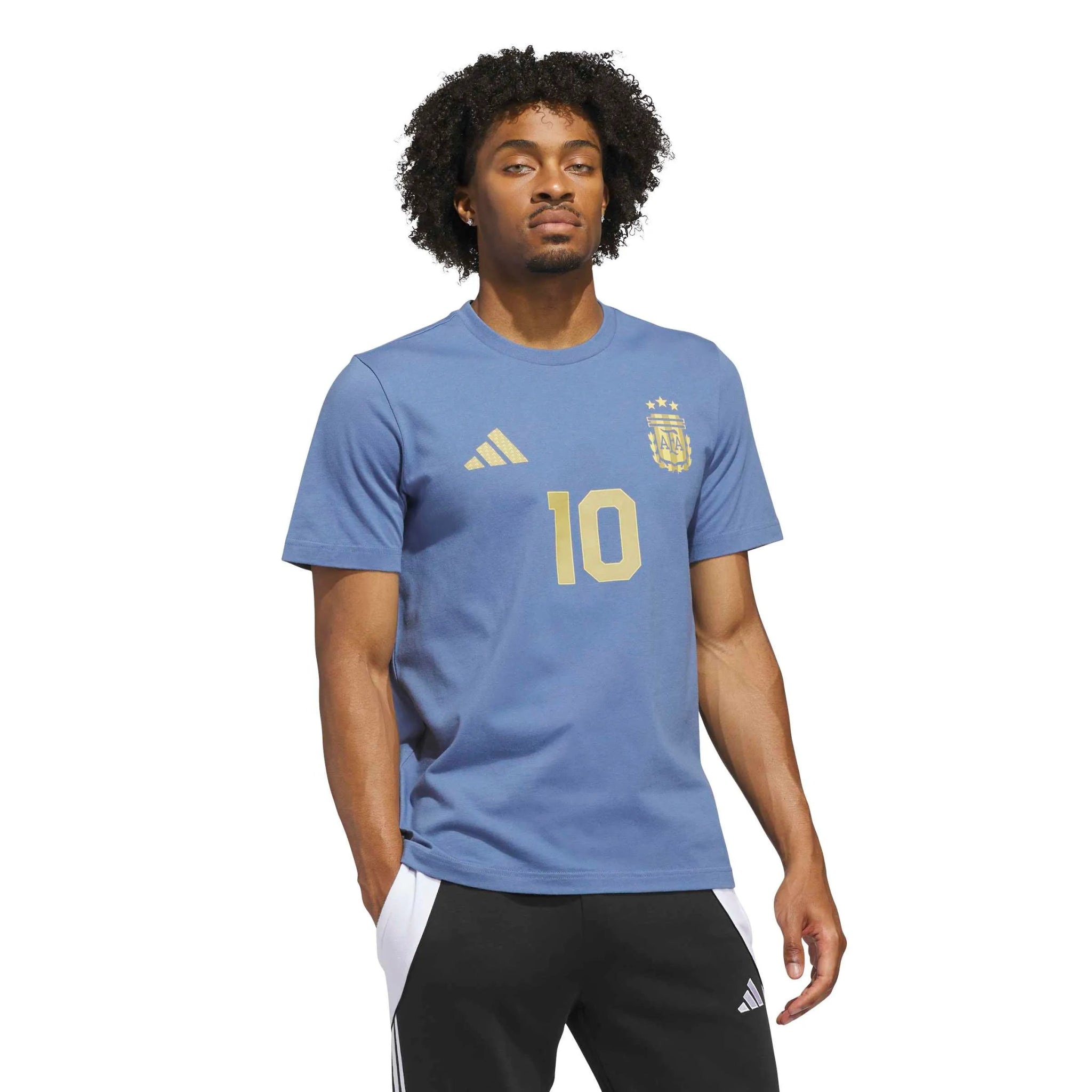 adidas 2026 Argentina Men's Messi Name And Number Tee (Model - Front)