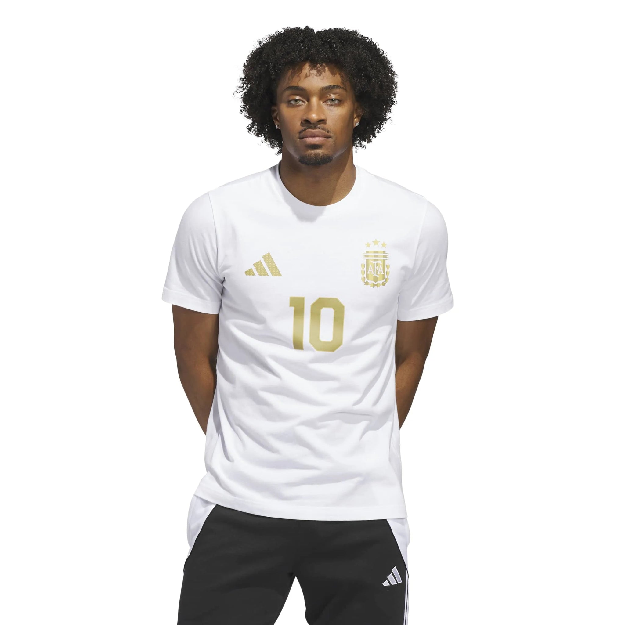 adidas 2026 Argentina Men's Messi Name And Number Tee White (Model - Front)