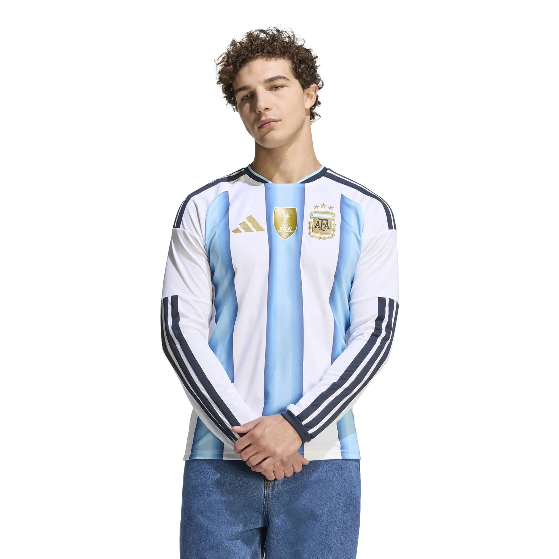 adidas 2026 Argentina Men's Stadium Home Long-Sleeve Soccer Jersey (Model - Front)