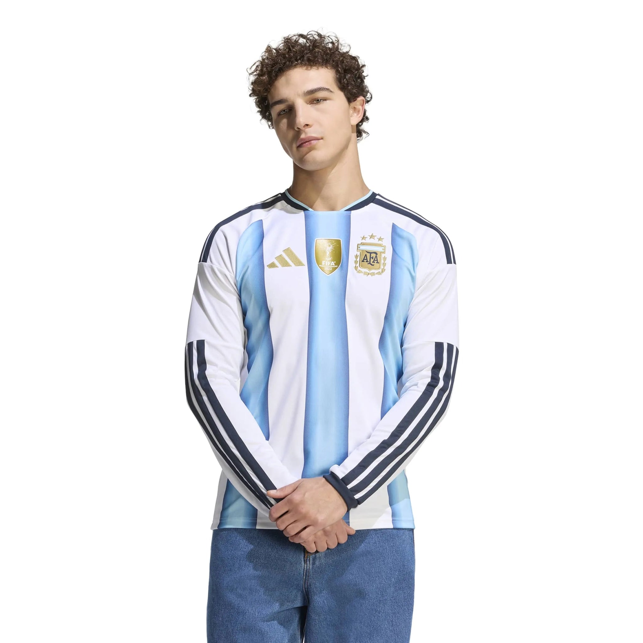 adidas 2026 Argentina Men's Stadium Home Long-Sleeve Soccer Jersey (Model - Front)