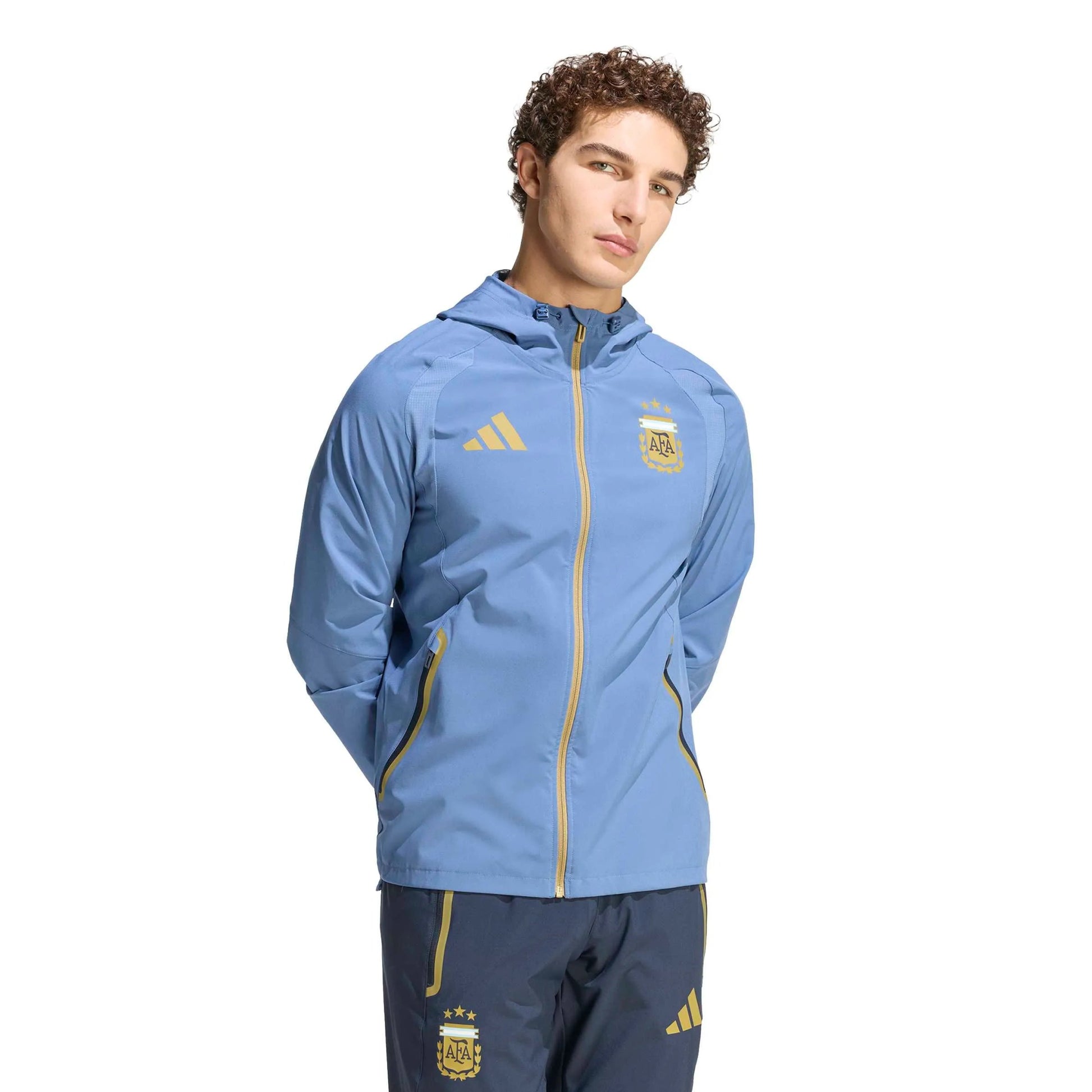 adidas 2026 Argentina Men's Tiro Travel Full Zip Windbreaker (Model - Front)