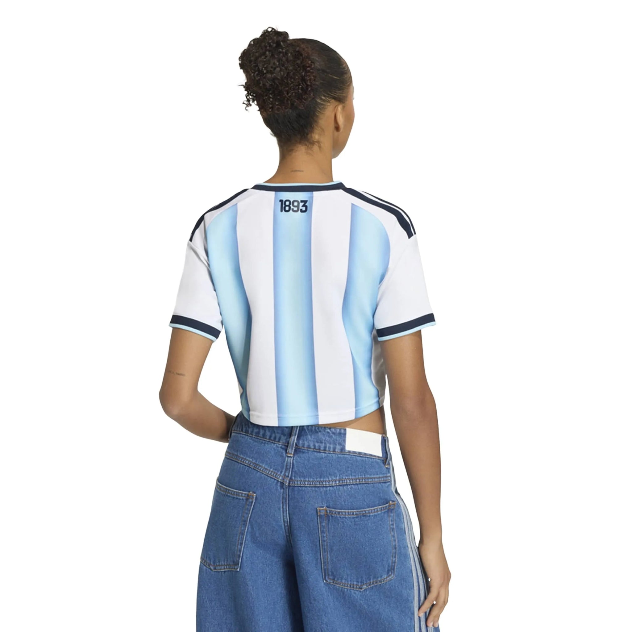 adidas 2026 Argentina Women's Stadium Home Cropped Soccer Jersey (Model - Back)