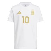 adidas 2026 Argentina Youth Messi Name And Number Tee White (Front)