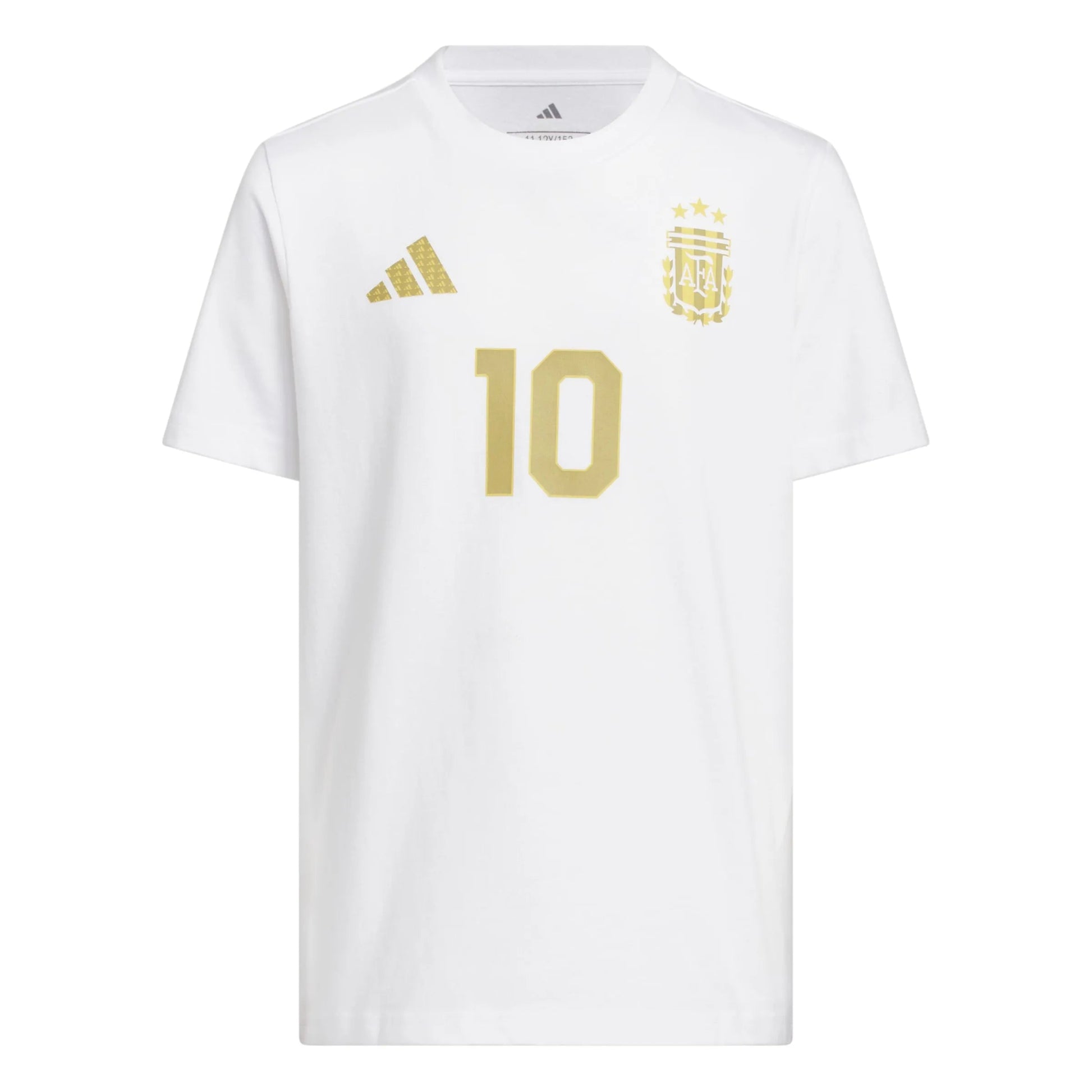 adidas 2026 Argentina Youth Messi Name And Number Tee White (Front)