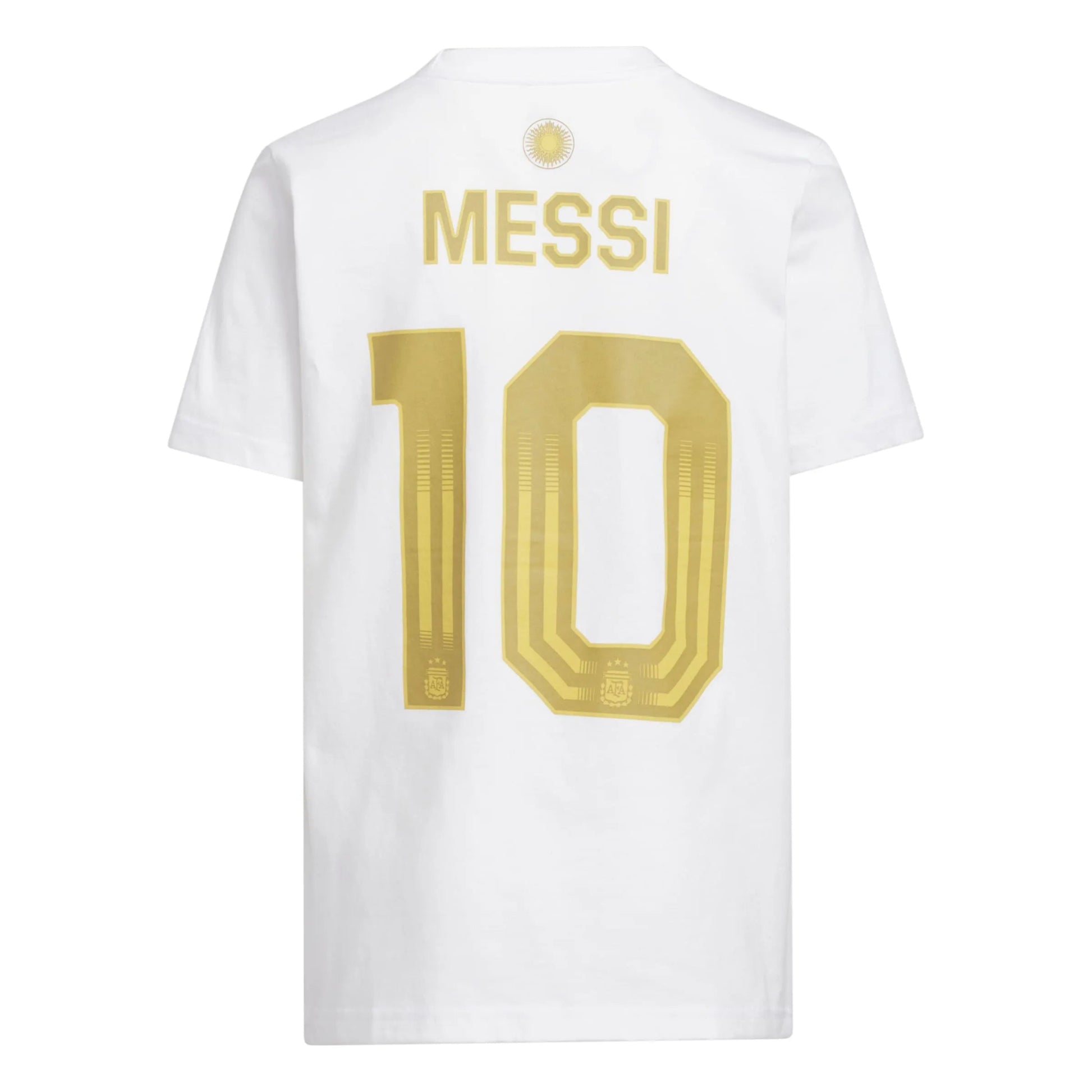 adidas 2026 Argentina Youth Messi Name And Number Tee White (Back)