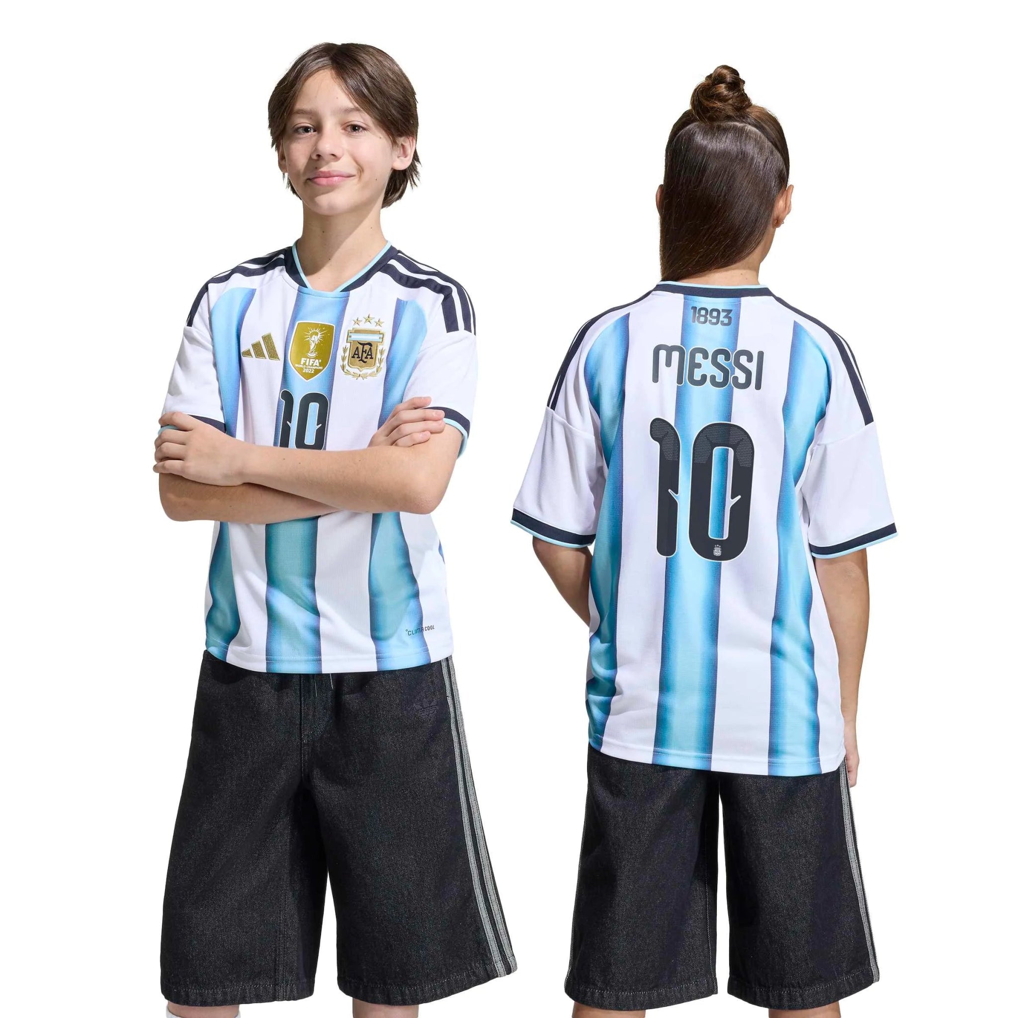 adidas 2026 Argentina Youth Stadium Home Messi #10 Soccer Jersey (Models - Back)