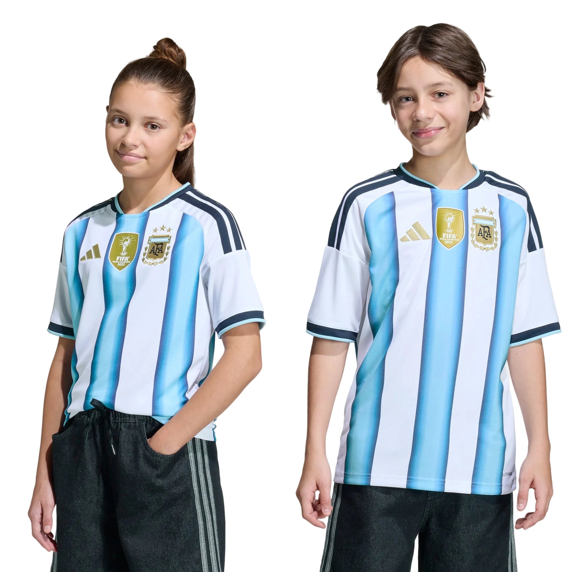 adidas 2026 Argentina Youth Stadium Home Soccer Jersey (Models - Front)