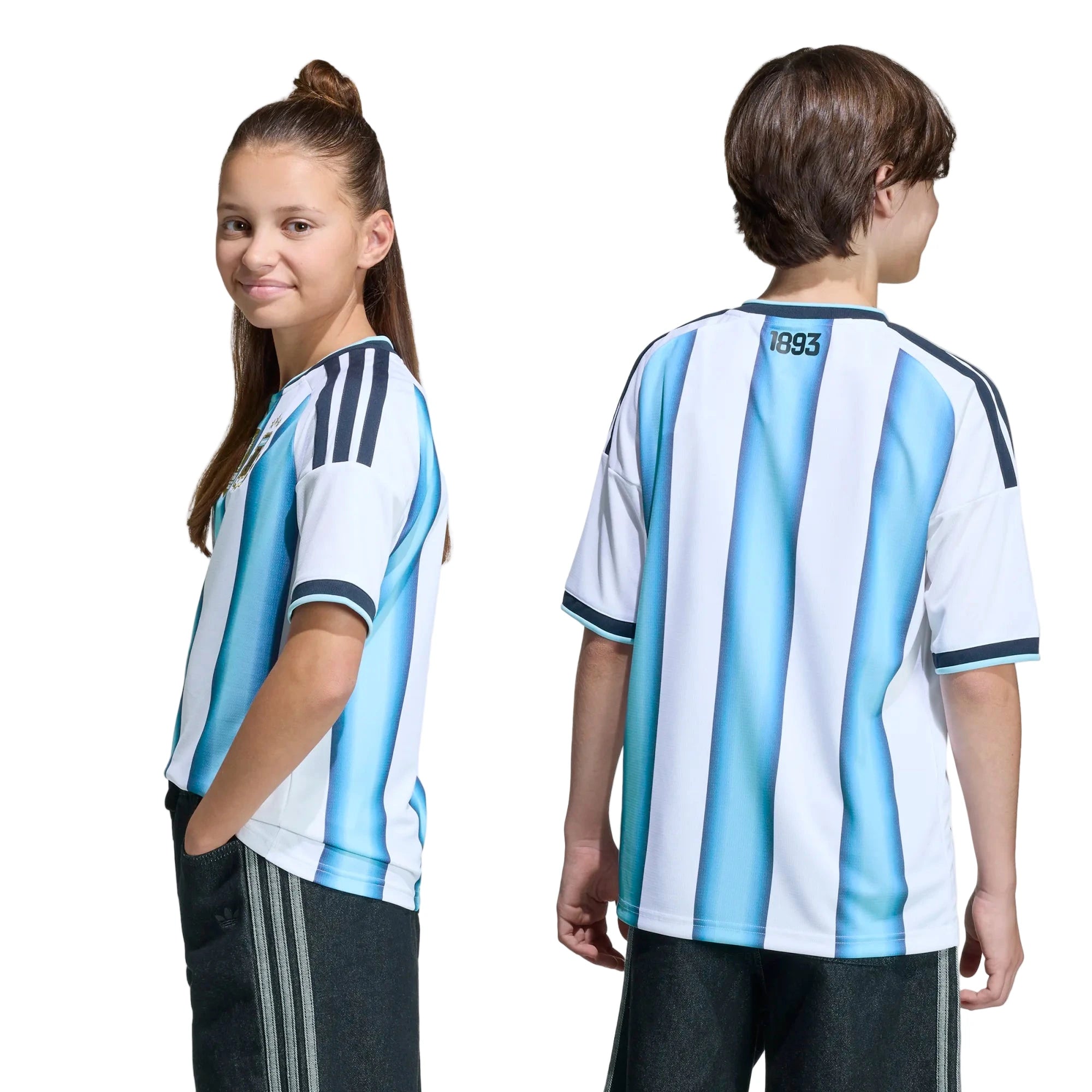 adidas 2026 Argentina Youth Stadium Home Soccer Jersey (Models - Back)