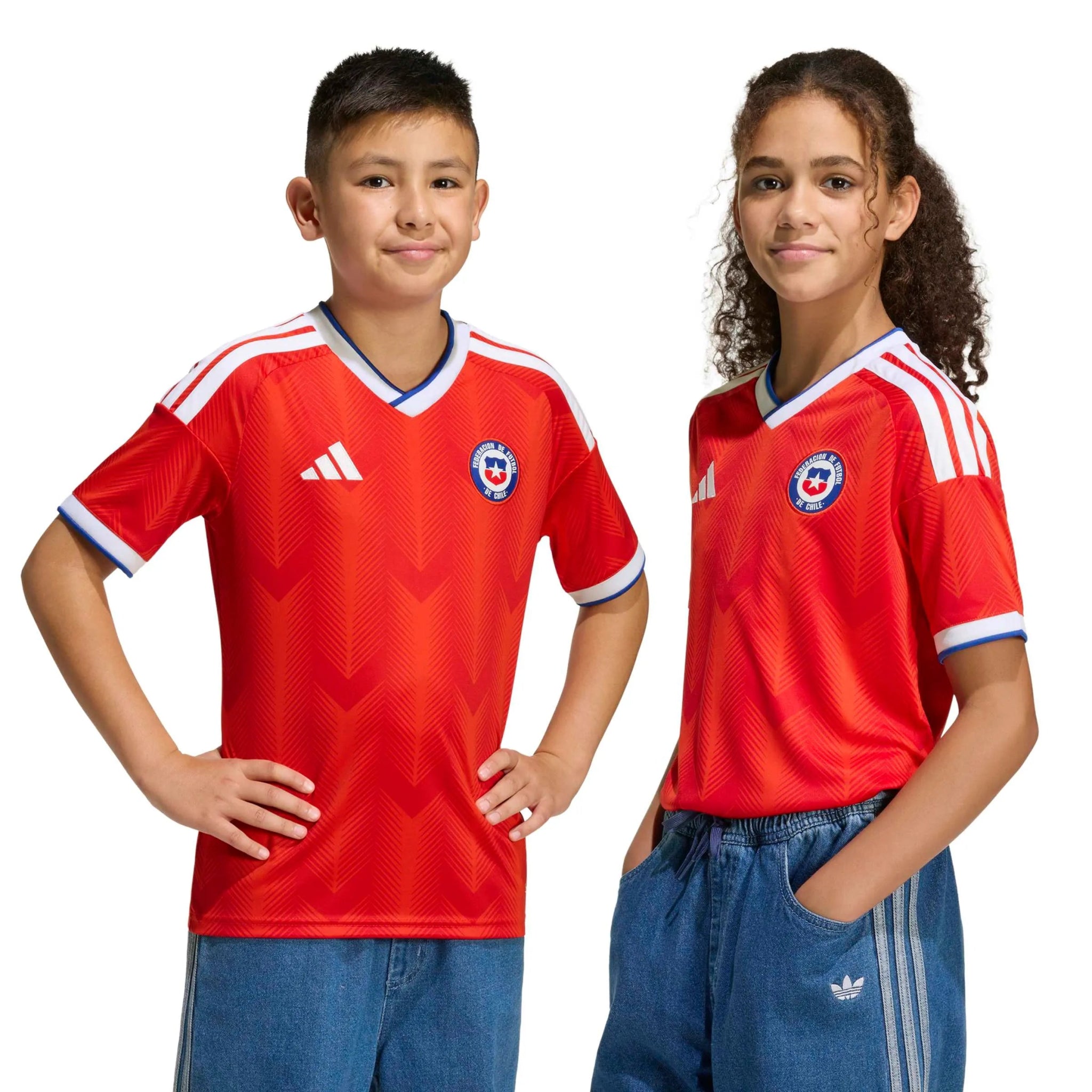adidas 2026 Chile Youth Stadium Home Soccer Jersey (Models - Front)