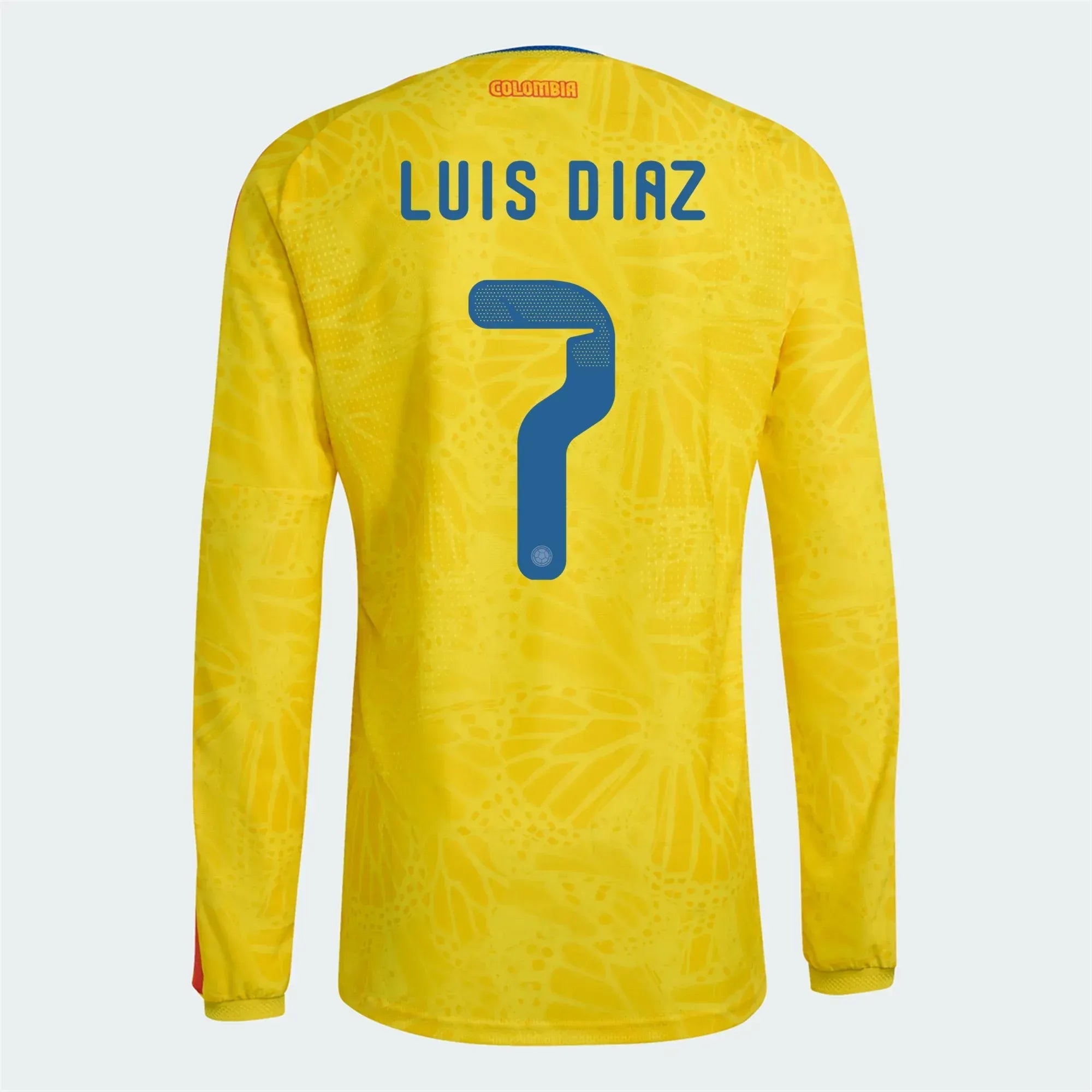 adidas 2026 Colombia Men's Authentic Home Long-Sleeve Soccer Jersey (Luis Diaz)