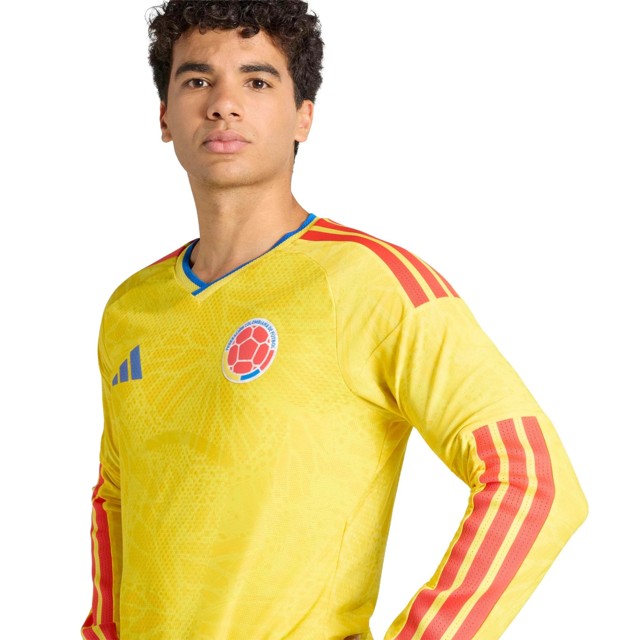 adidas 2026 Colombia Men's Authentic Home Long-Sleeve Soccer Jersey (Detail 1)