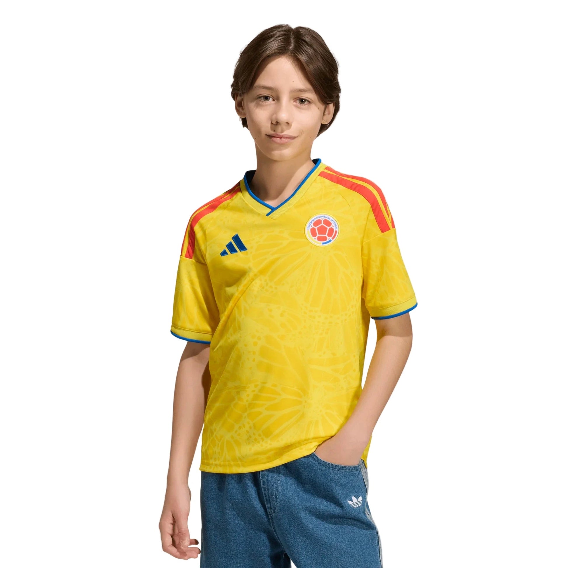 adidas 2026 Colombia Youth Stadium Home Soccer Jersey (Model - Front)