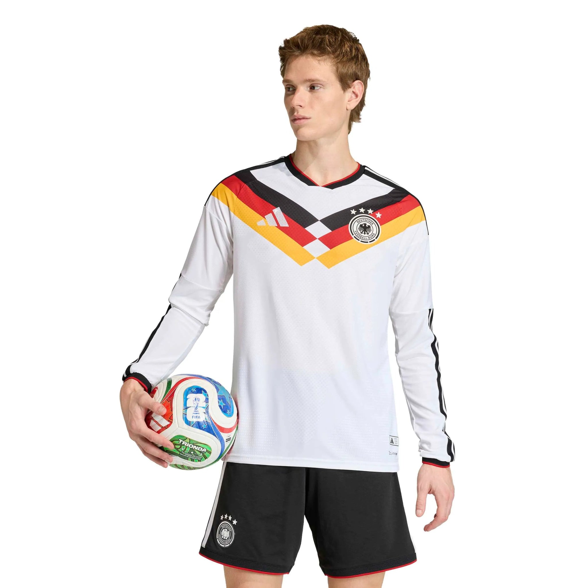adidas 2026 Germany Men's Authentic Home Long-Sleeve Soccer Jersey (Model - Front)