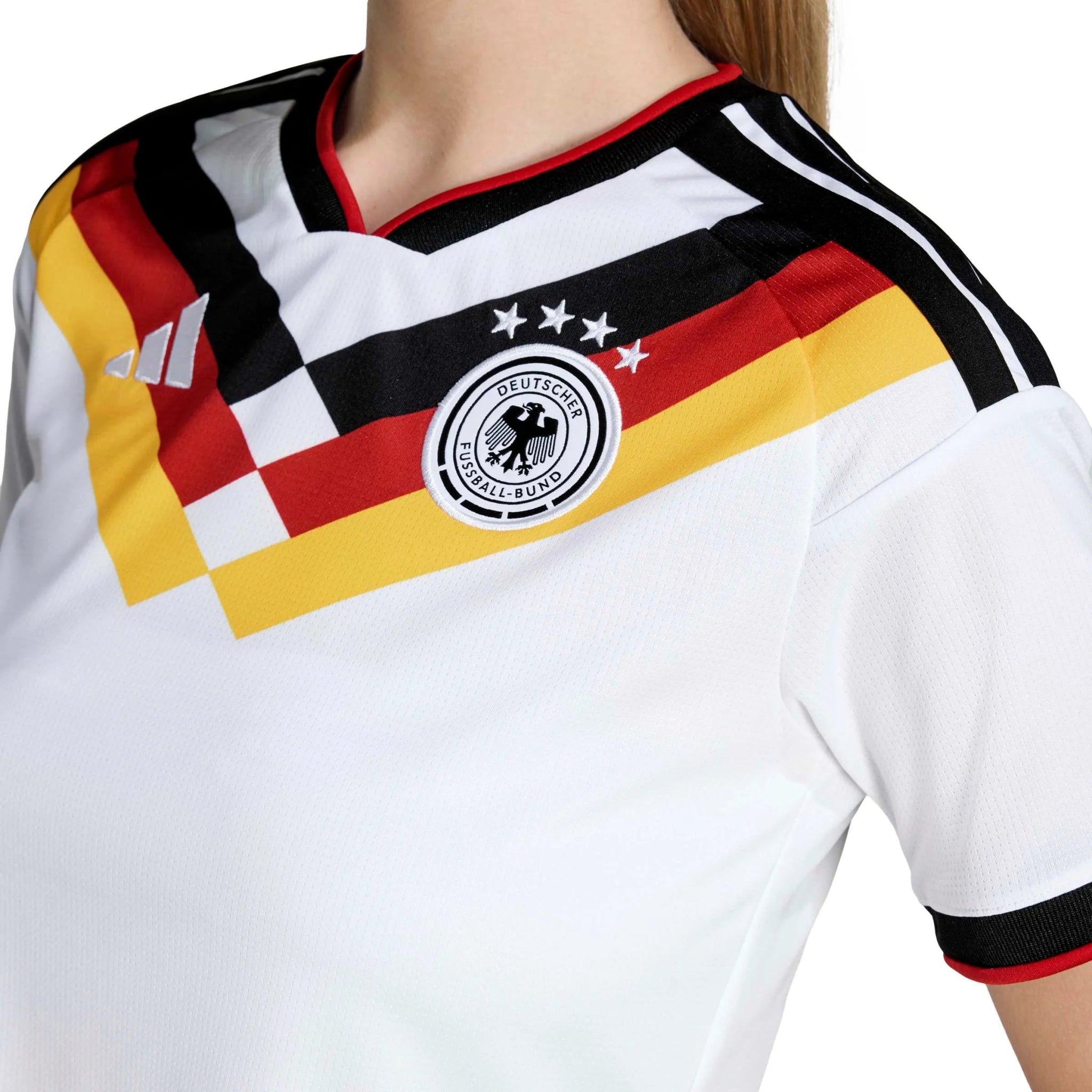 adidas 2026 Germany Women's Stadium Home Cropped Soccer Jersey (Detail 1)