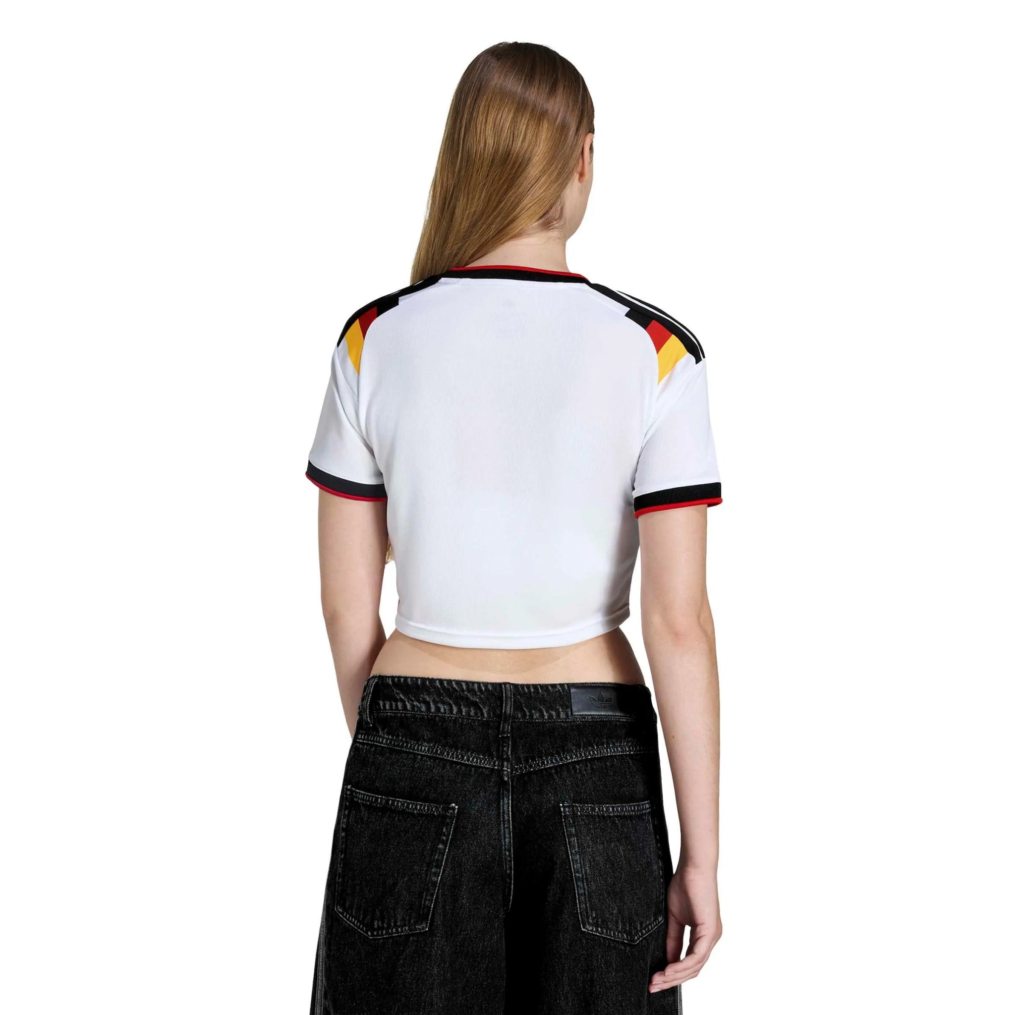 adidas 2026 Germany Women's Stadium Home Cropped Soccer Jersey (Model - Back)