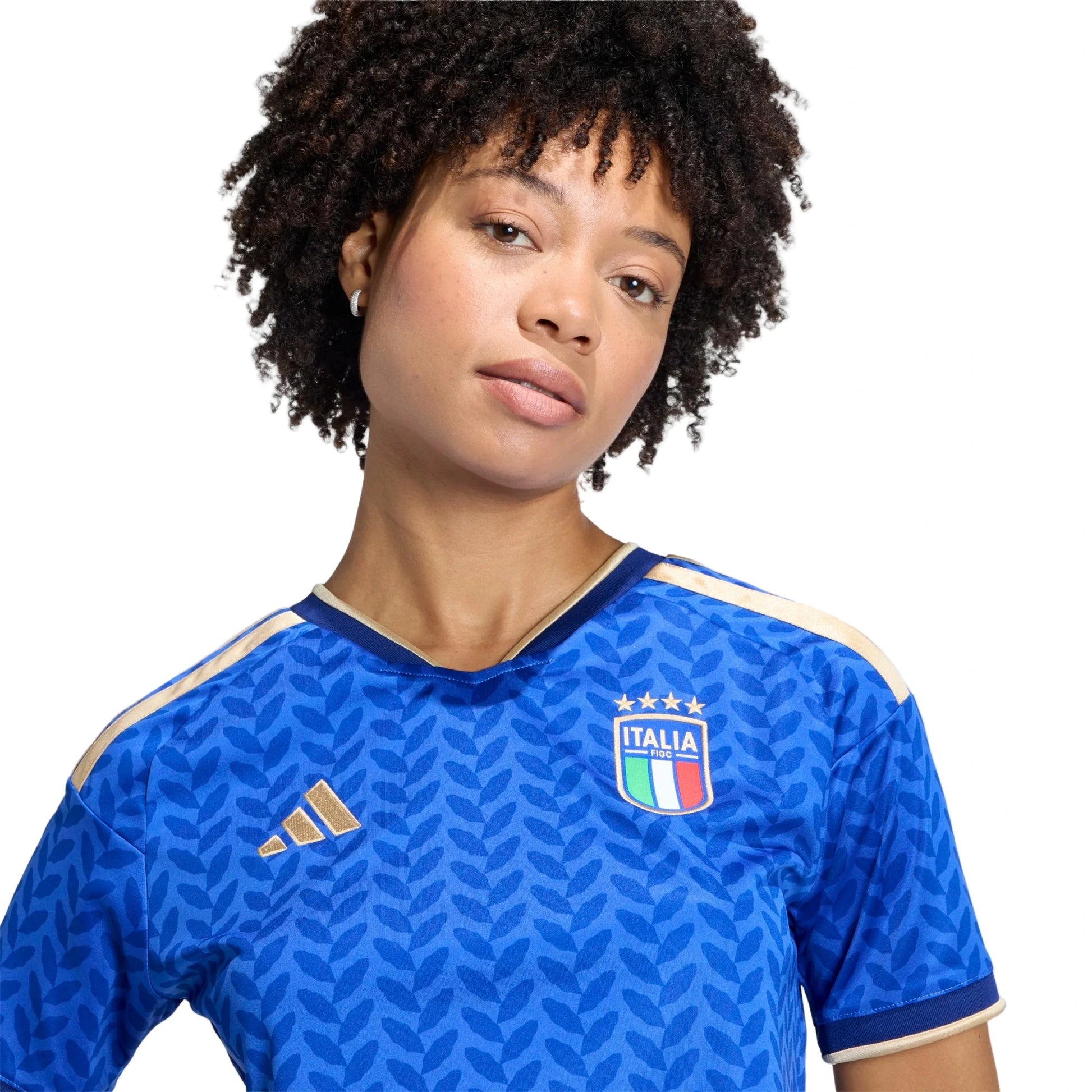 adidas 2026 Italy Women's Stadium Home Cropped Soccer Jersey (Detail 1)
