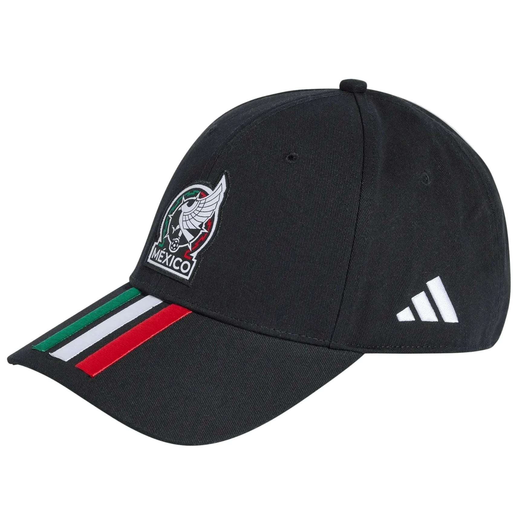 adidas 2026 Mexico Baseball Cap 3 Stripes Black (Lateral - Front)