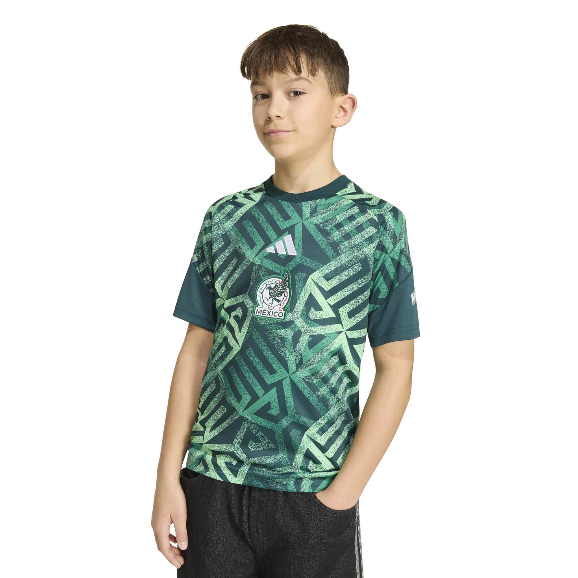 adidas 2026 Mexico Youth Pre-Match Soccer Jersey (Model - Front)