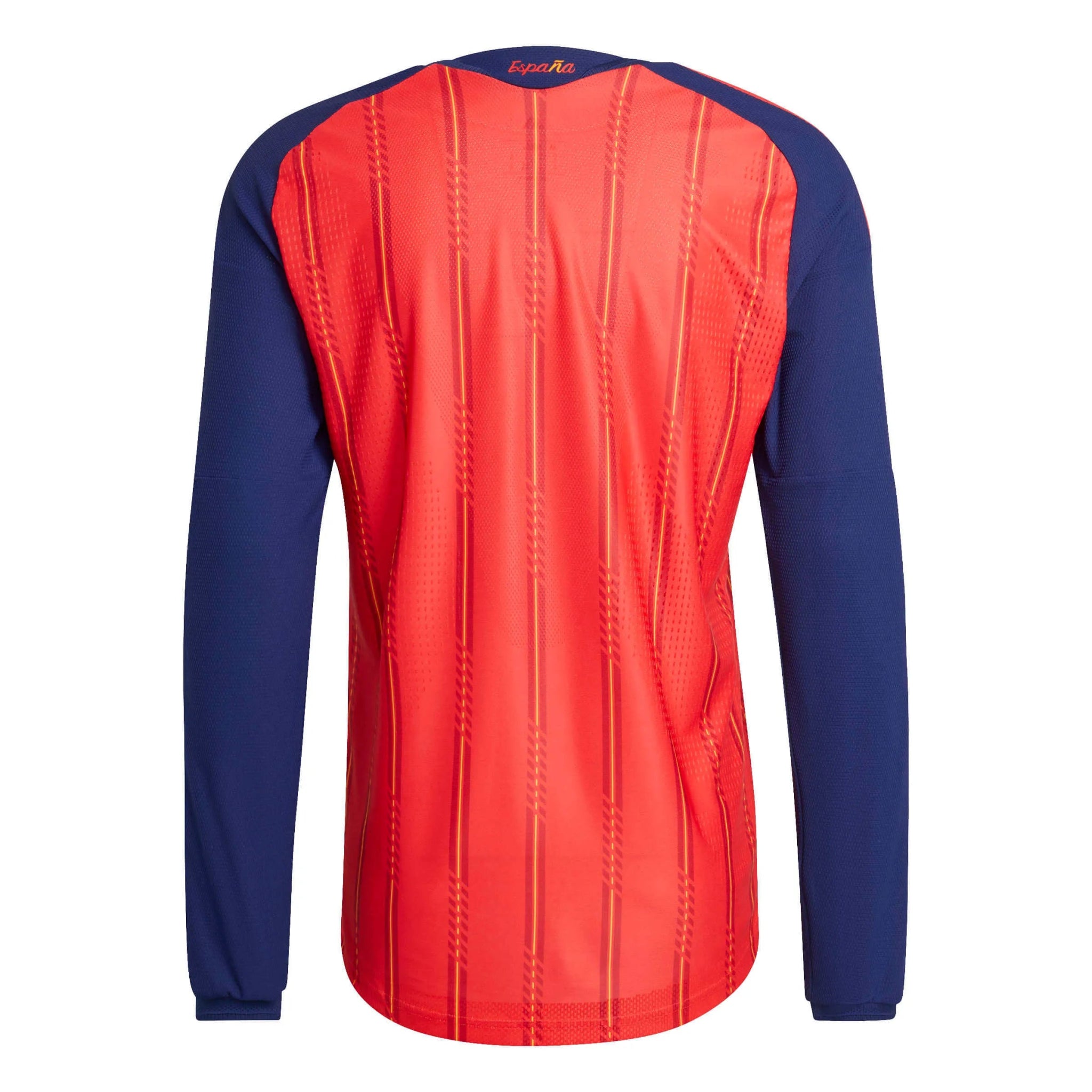 adidas 2026 Spain Men's Authentic Home Long-Sleeve Soccer Jersey (Back)