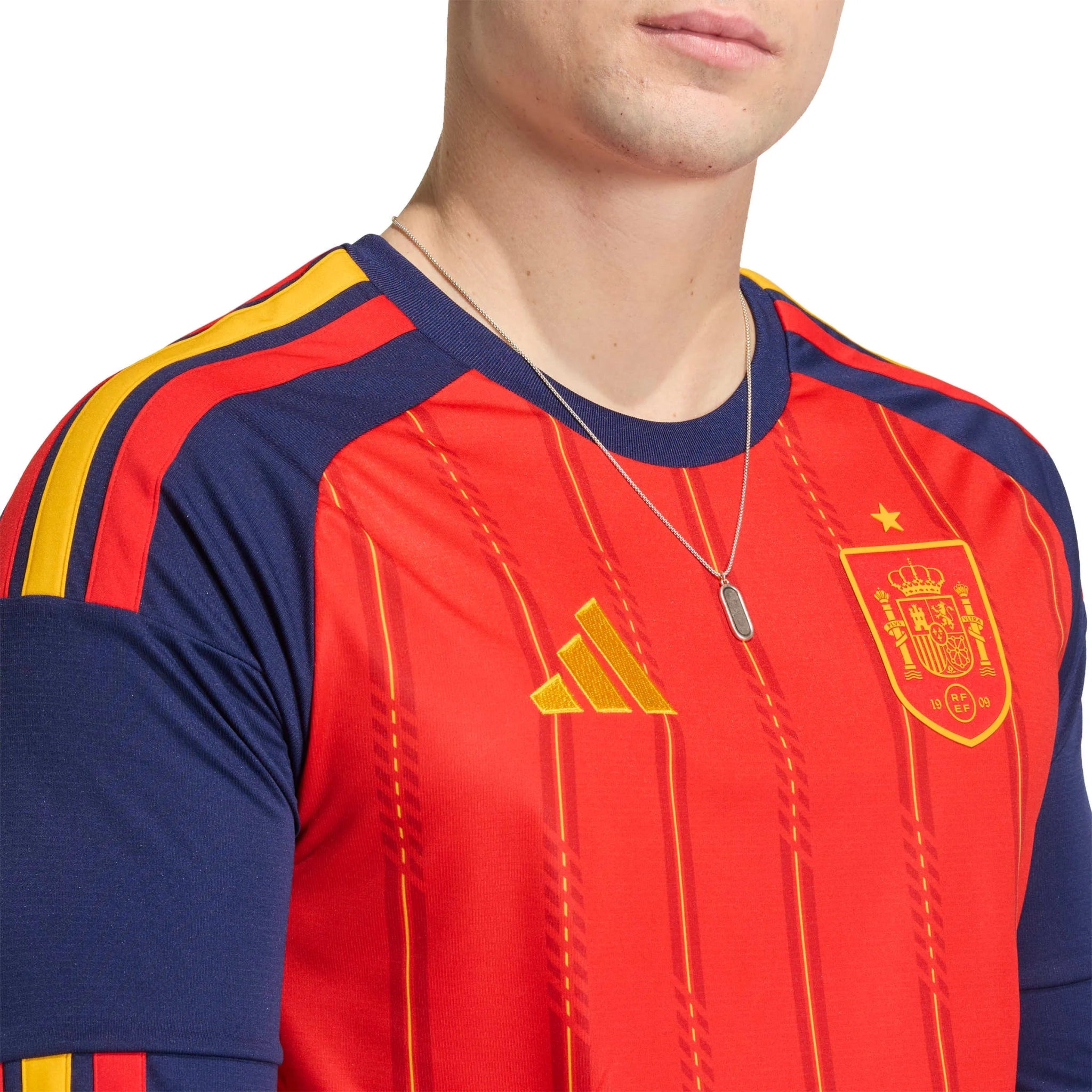 adidas 2026 Spain Men's Stadium Home Long-Sleeve Soccer Jersey (Detail 2)