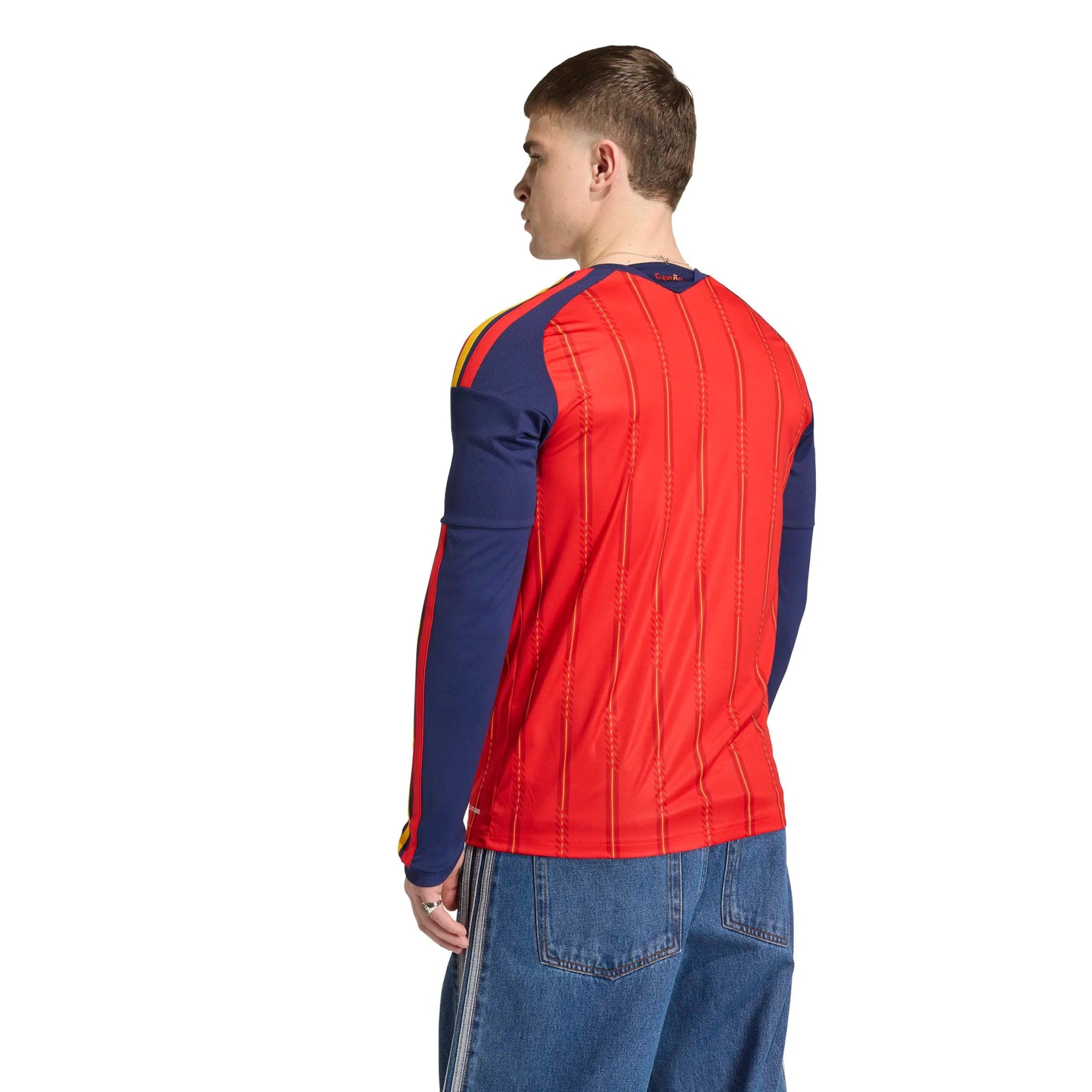 adidas 2026 Spain Men's Stadium Home Long-Sleeve Soccer Jersey (Model - Back)