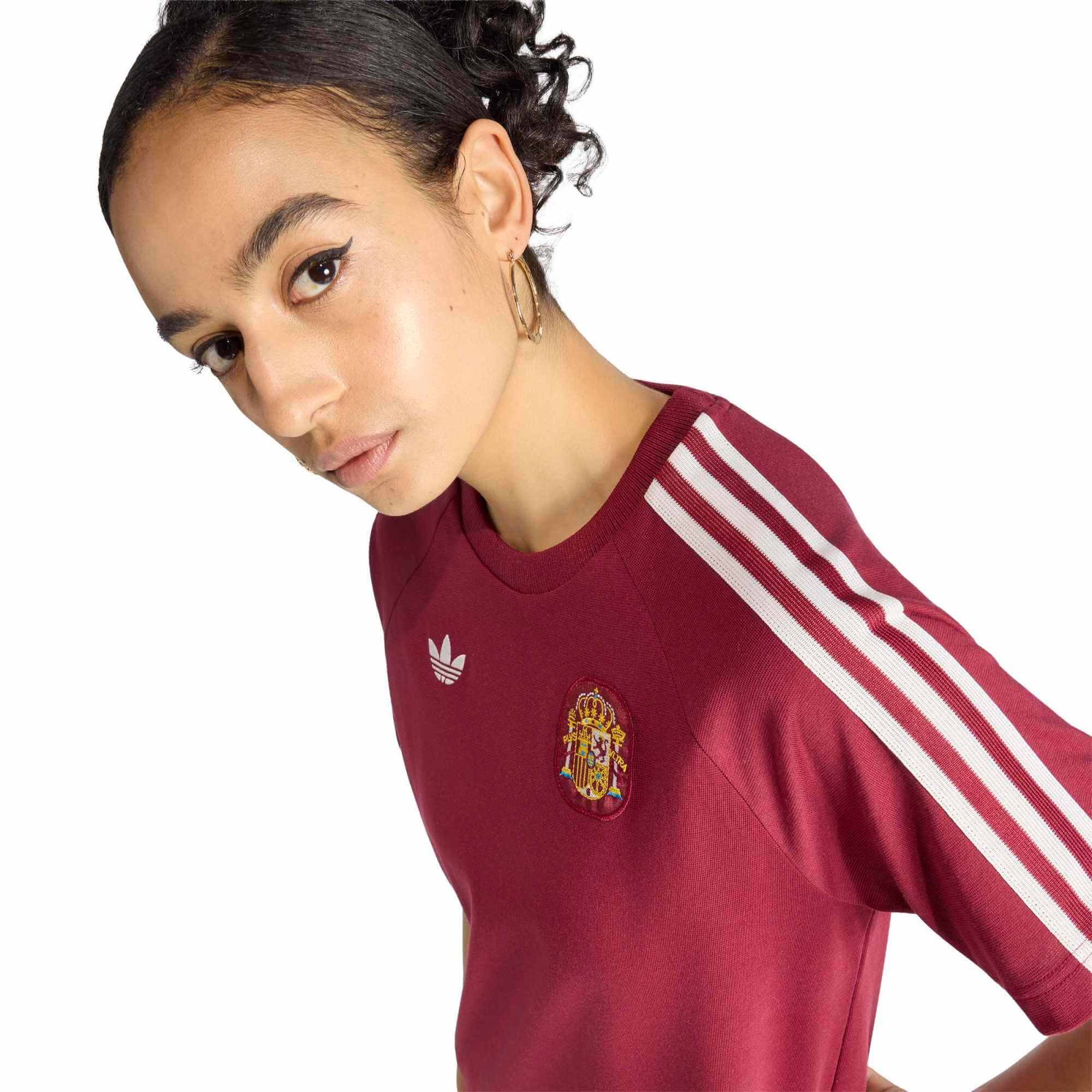 adidas burgundy dress adidas Originals Women's Long Sleeve 3 Stripes Dress H35617 Trade Sports