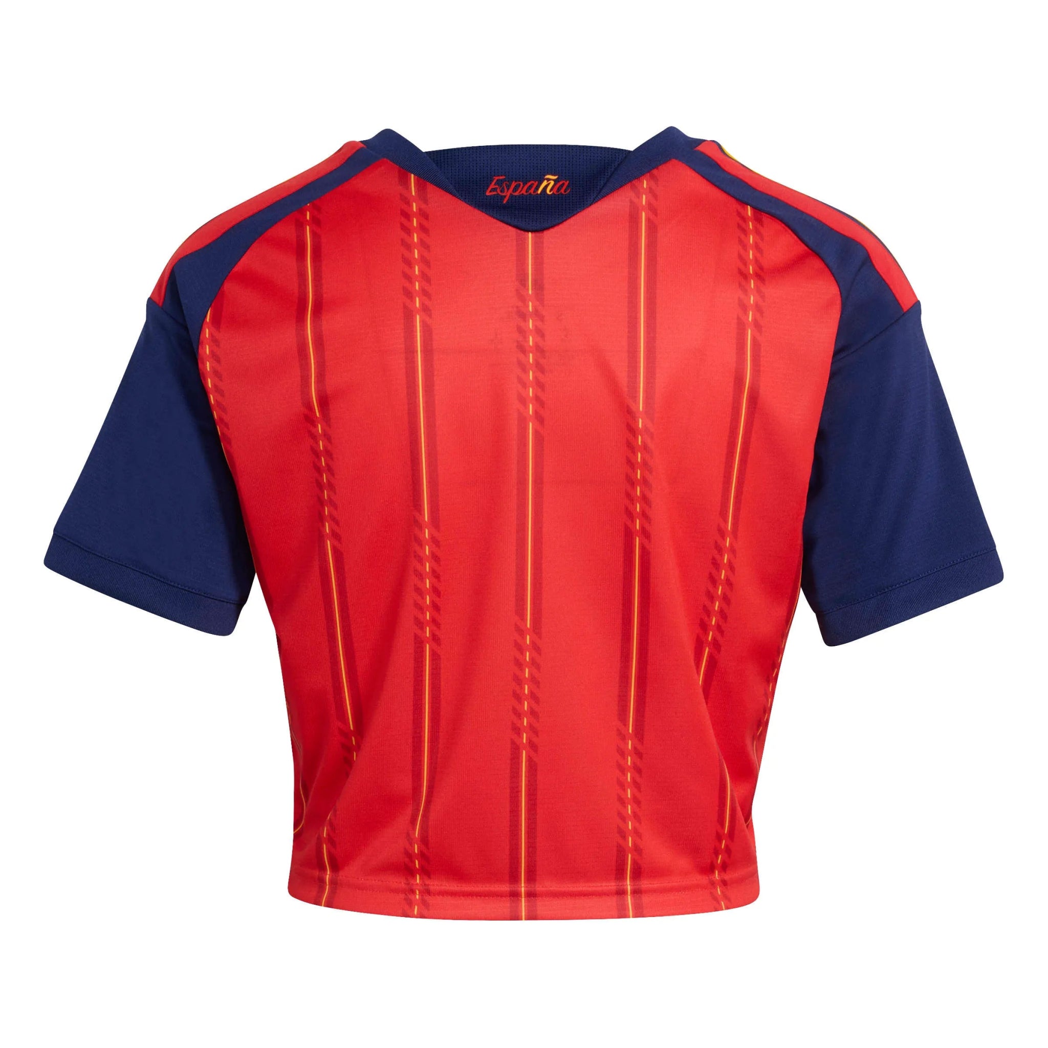adidas 2026 Spain Women's Stadium Home Cropped Soccer Jersey (Back)