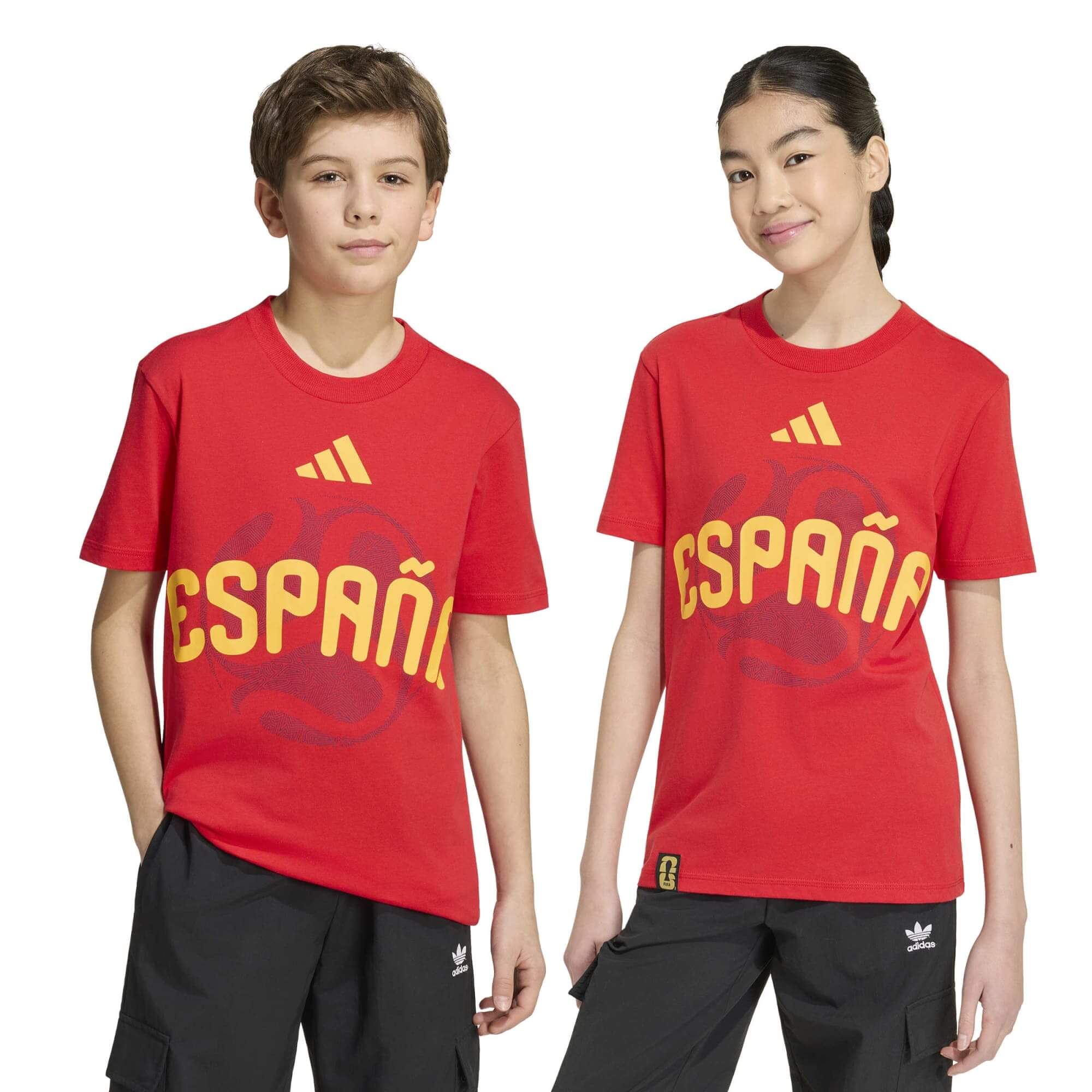 adidas 2026 Spain Youth Graphic Tee (Models - Front)