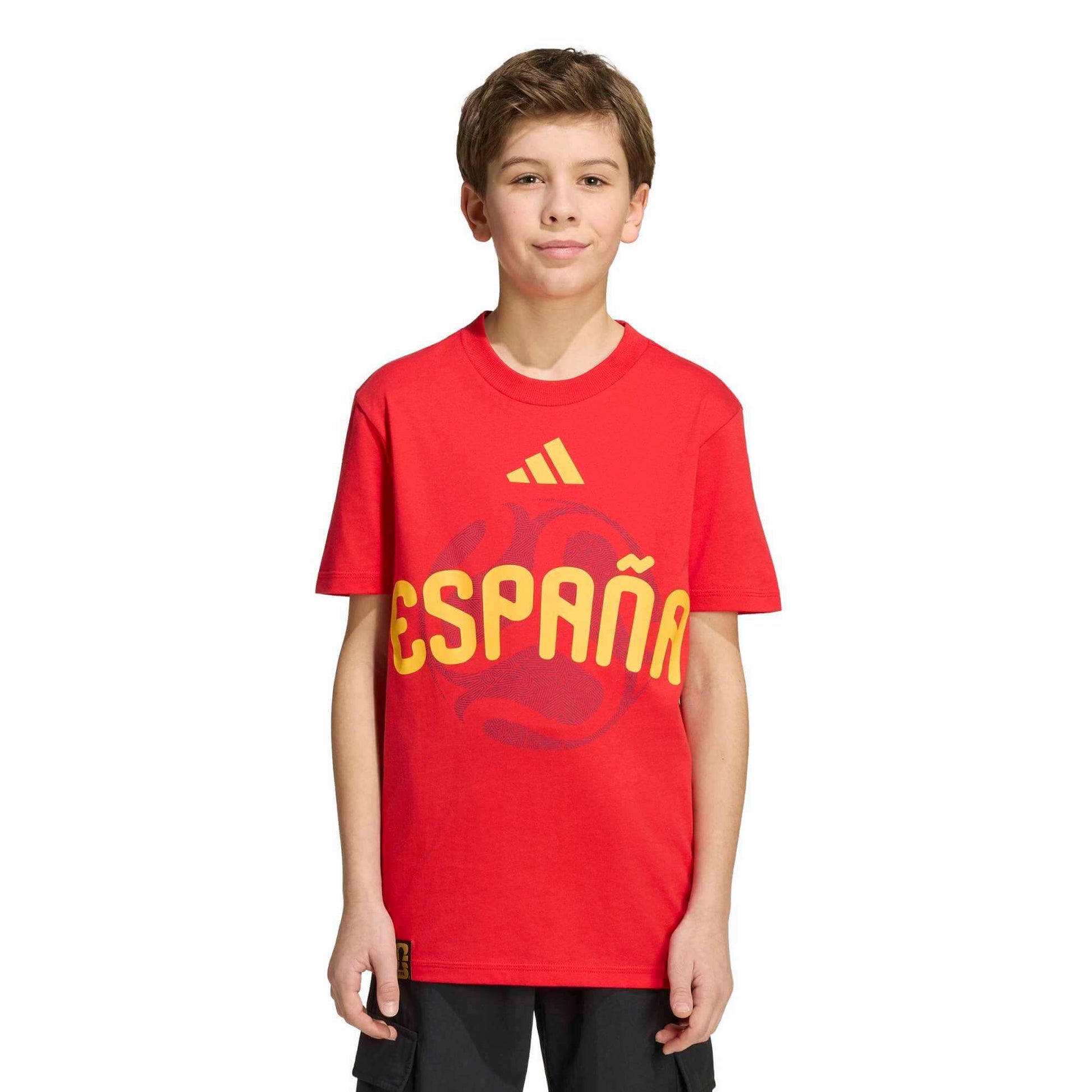 adidas 2026 Spain Youth Graphic Tee (Model - Front)