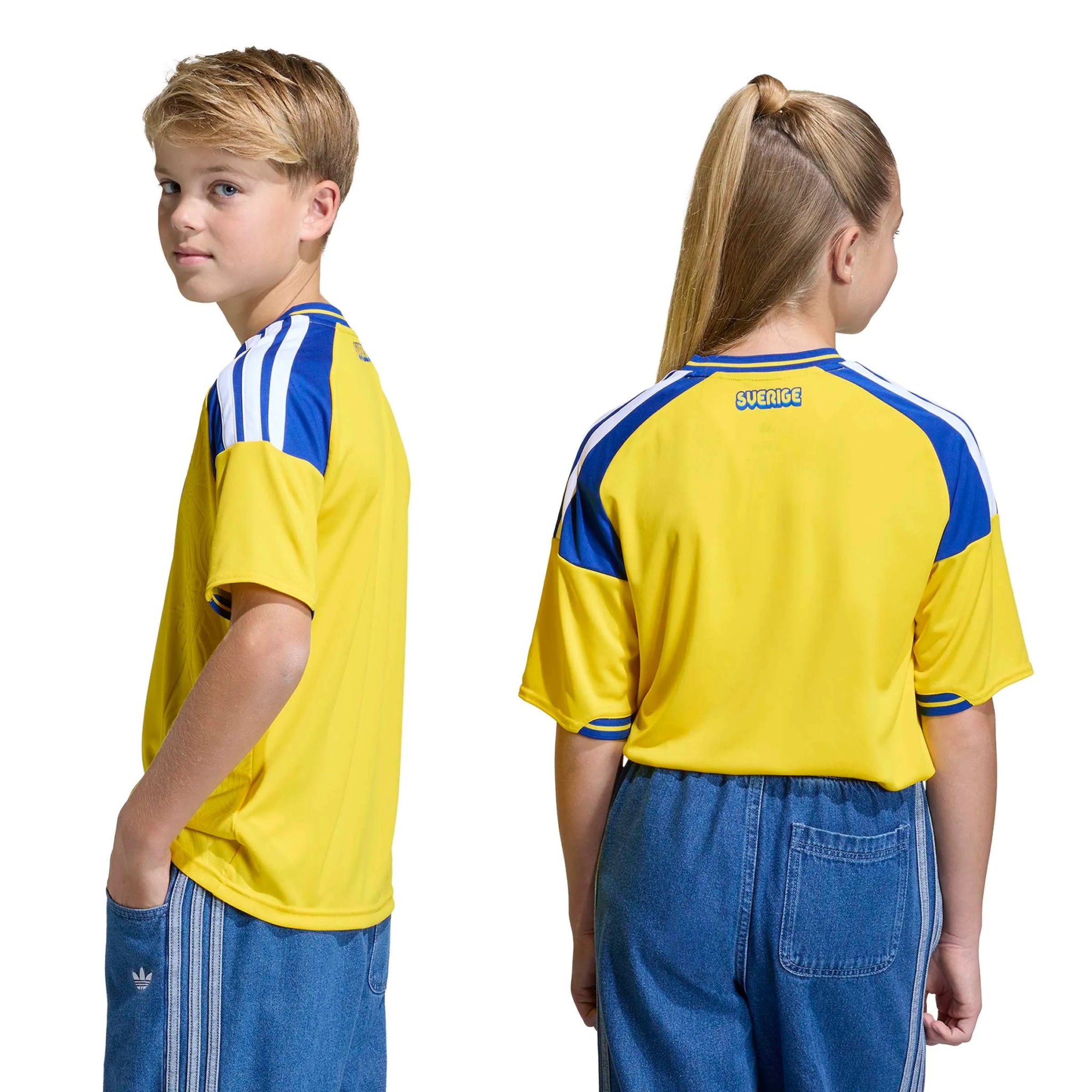 adidas 2026 Sweden Youth Stadium Home Soccer Jersey (Models - Back)