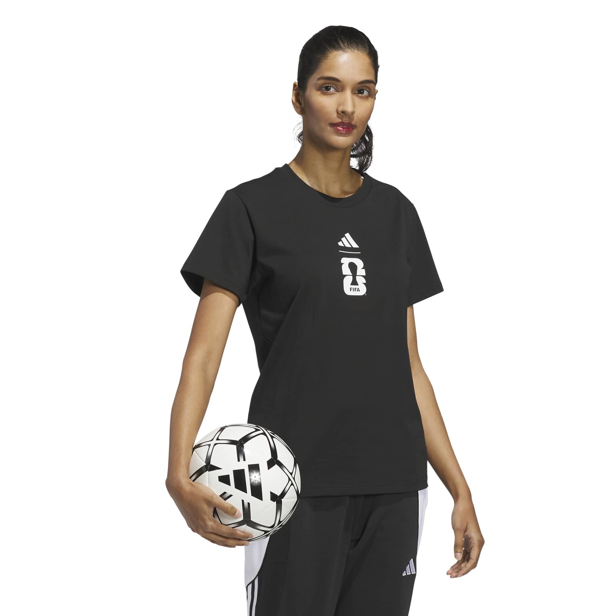 adidas 2026 World Cup Women's Match Ball Graphic Tee (Model - Side)