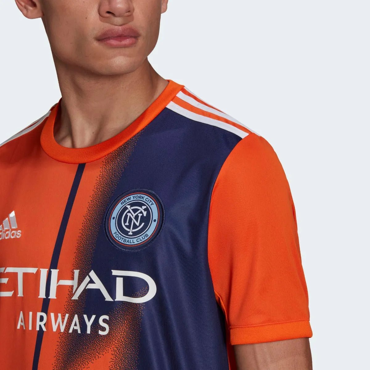 adidas 22-23 New York City FC Away Jersey - Orange-Night Sky (Detail 1)