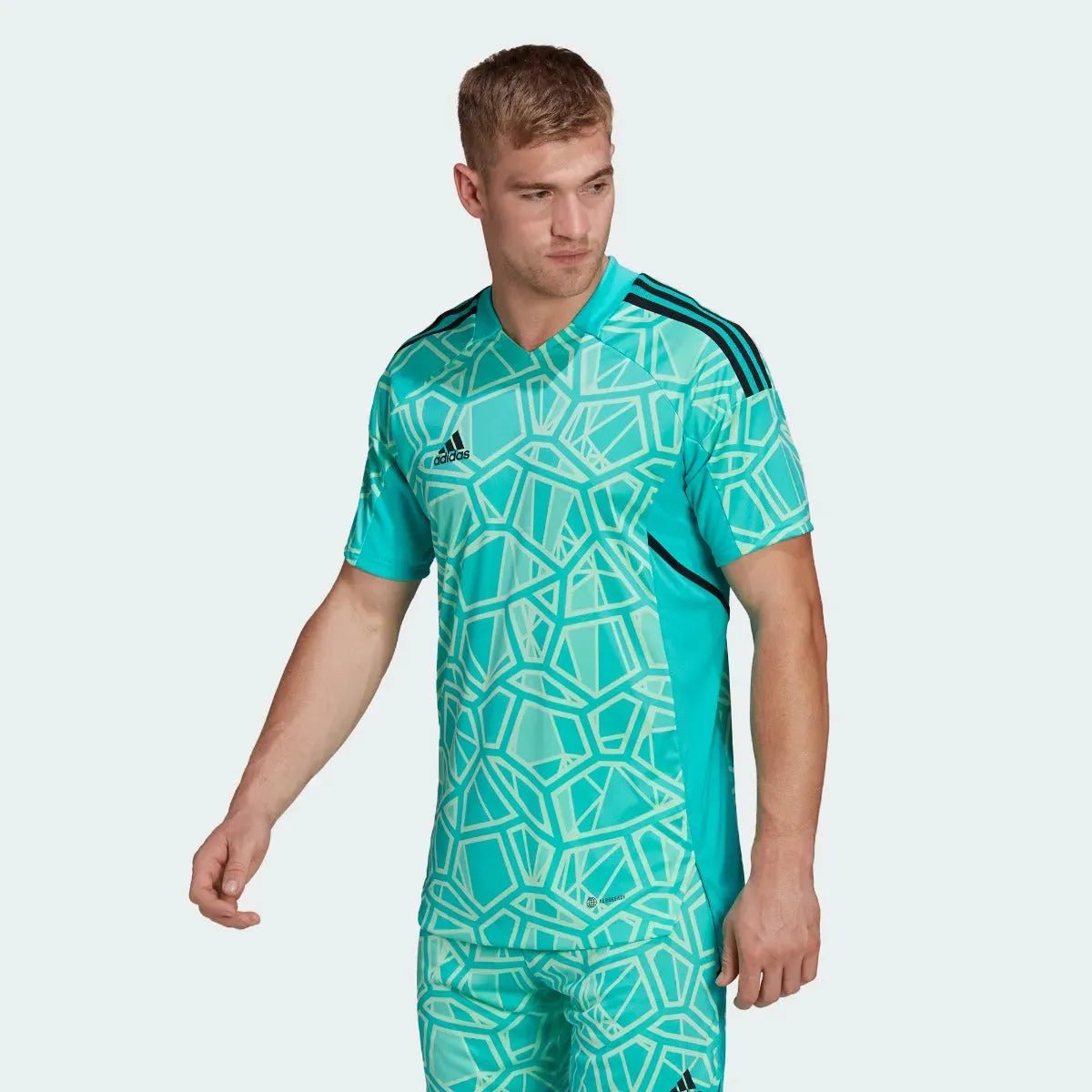 adidas Condivo 22 Goalkeeper Short Sleeve Jersey - Mint Rush (Model - Front)
