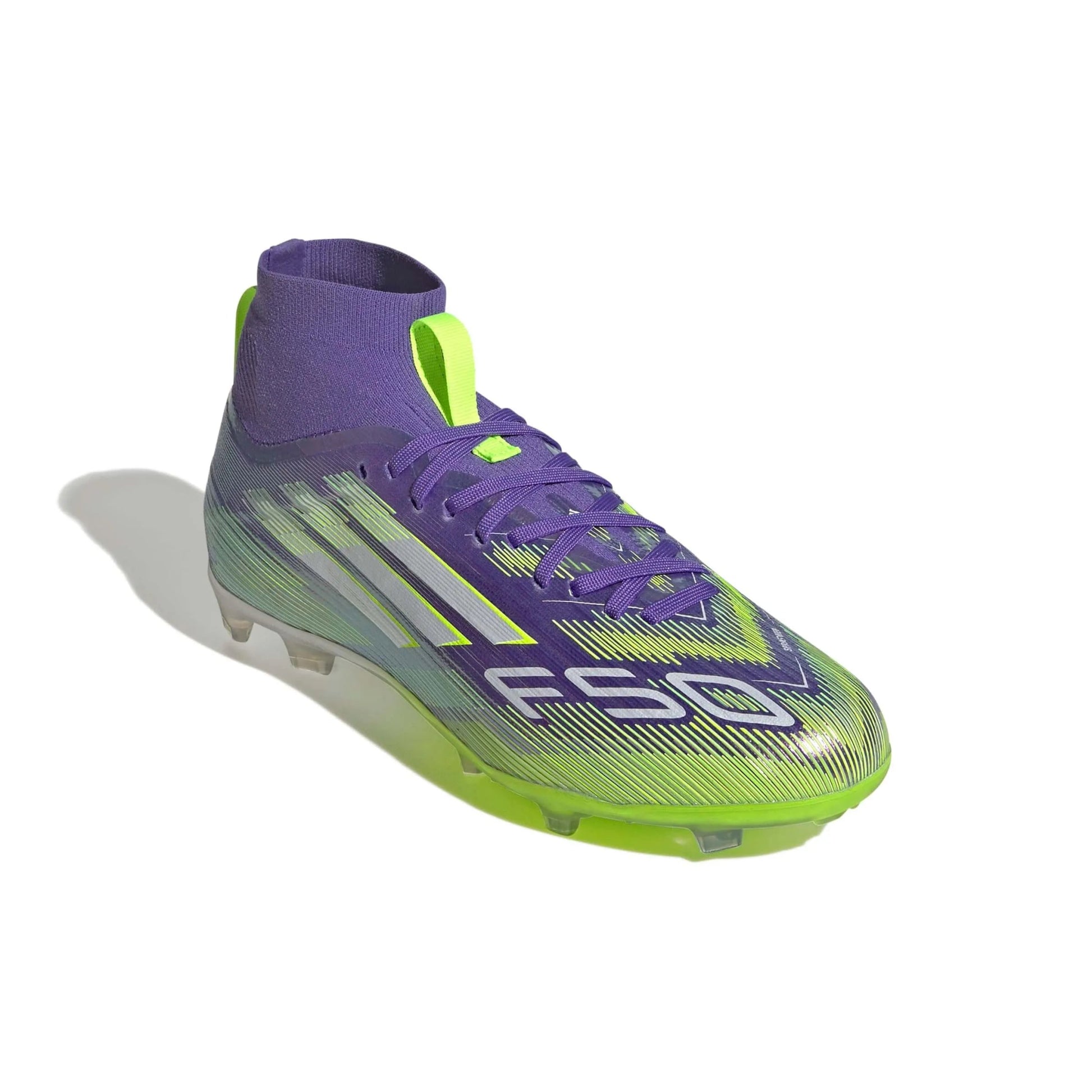 adidas JR F50 Elite Mid Firm Ground Soccer Cleats - Radiant Blaze Pack (FA25) (Lateral - Front)